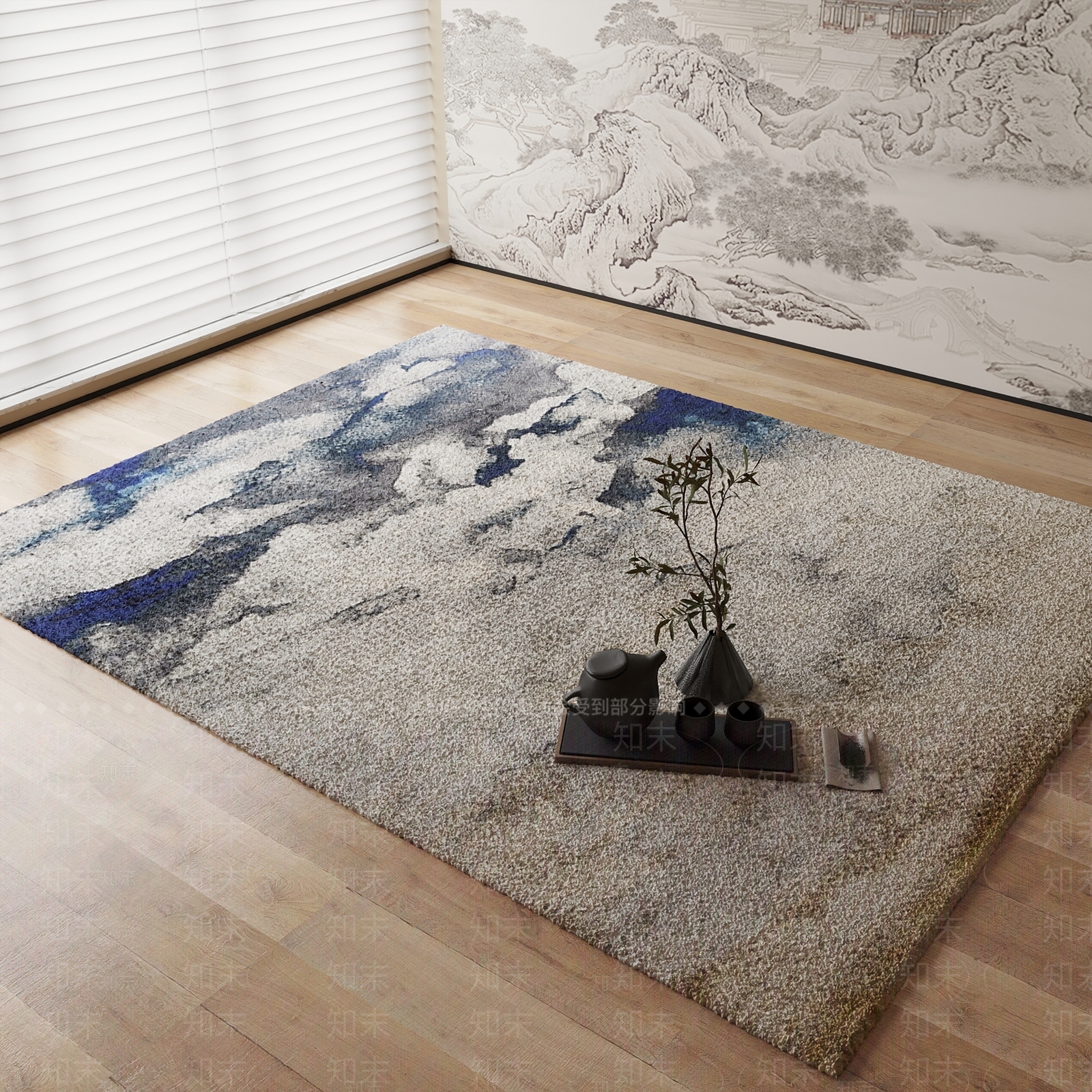 新中式地毯3D模型下载【ID:1184449220】