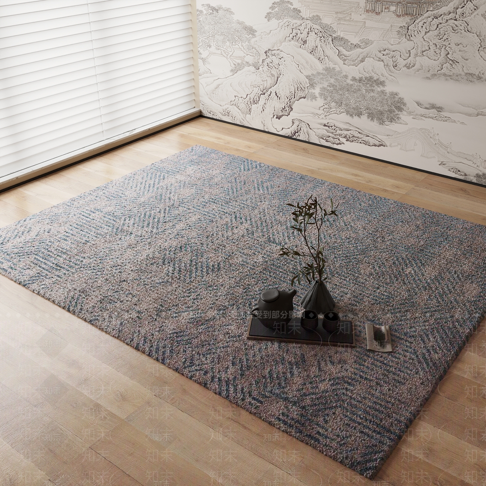 新中式地毯3D模型下载【ID:1184451225】