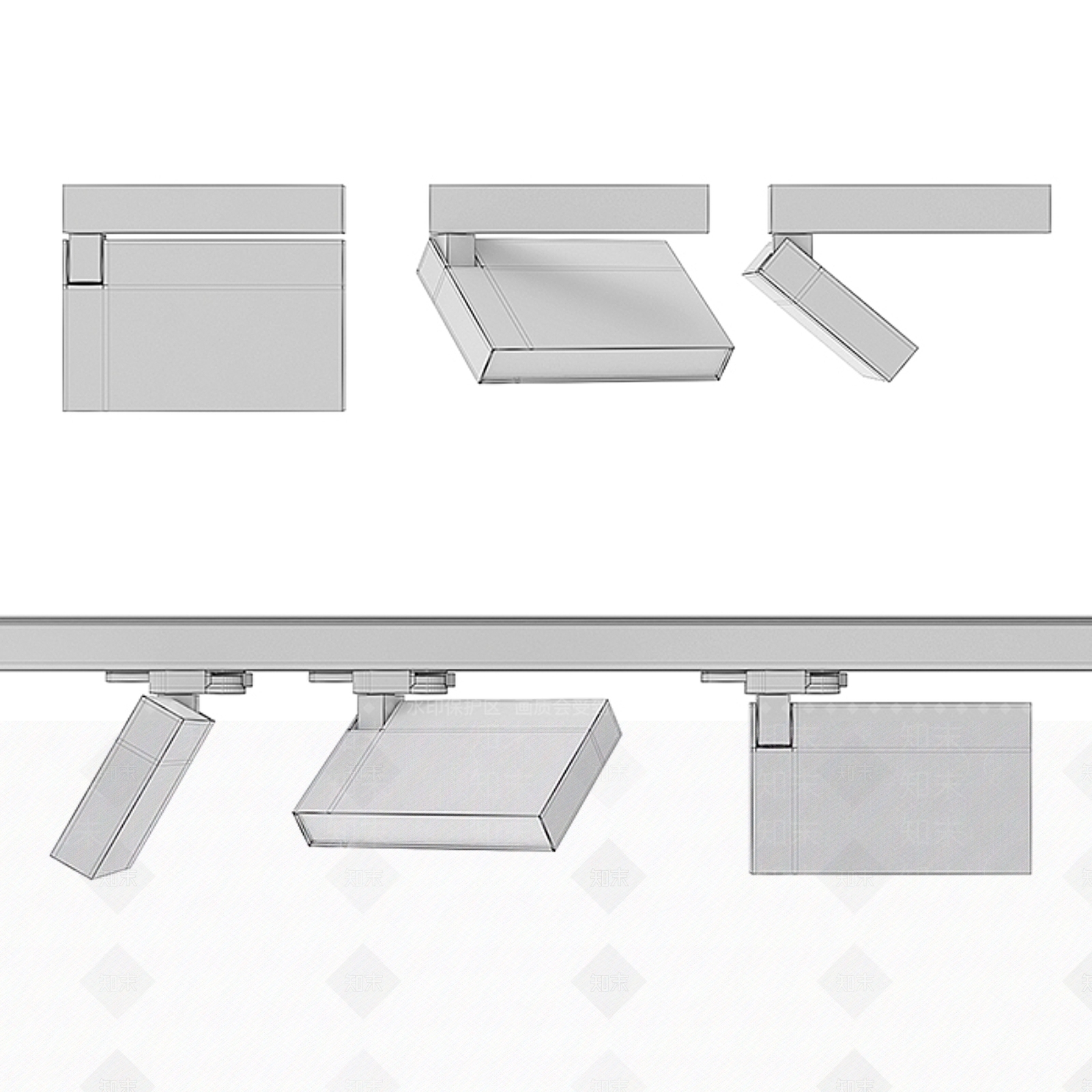 现代筒灯射灯组合3D模型下载【ID:1184451650】