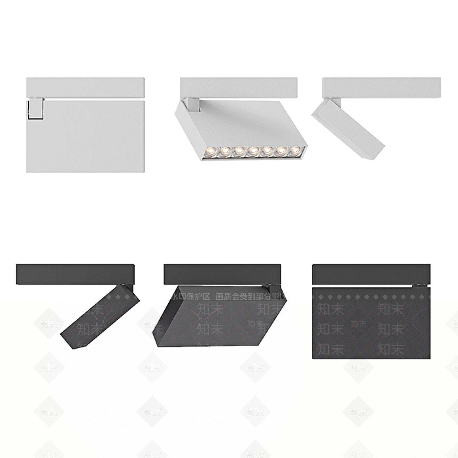 现代筒灯射灯组合3D模型下载【ID:1184451650】