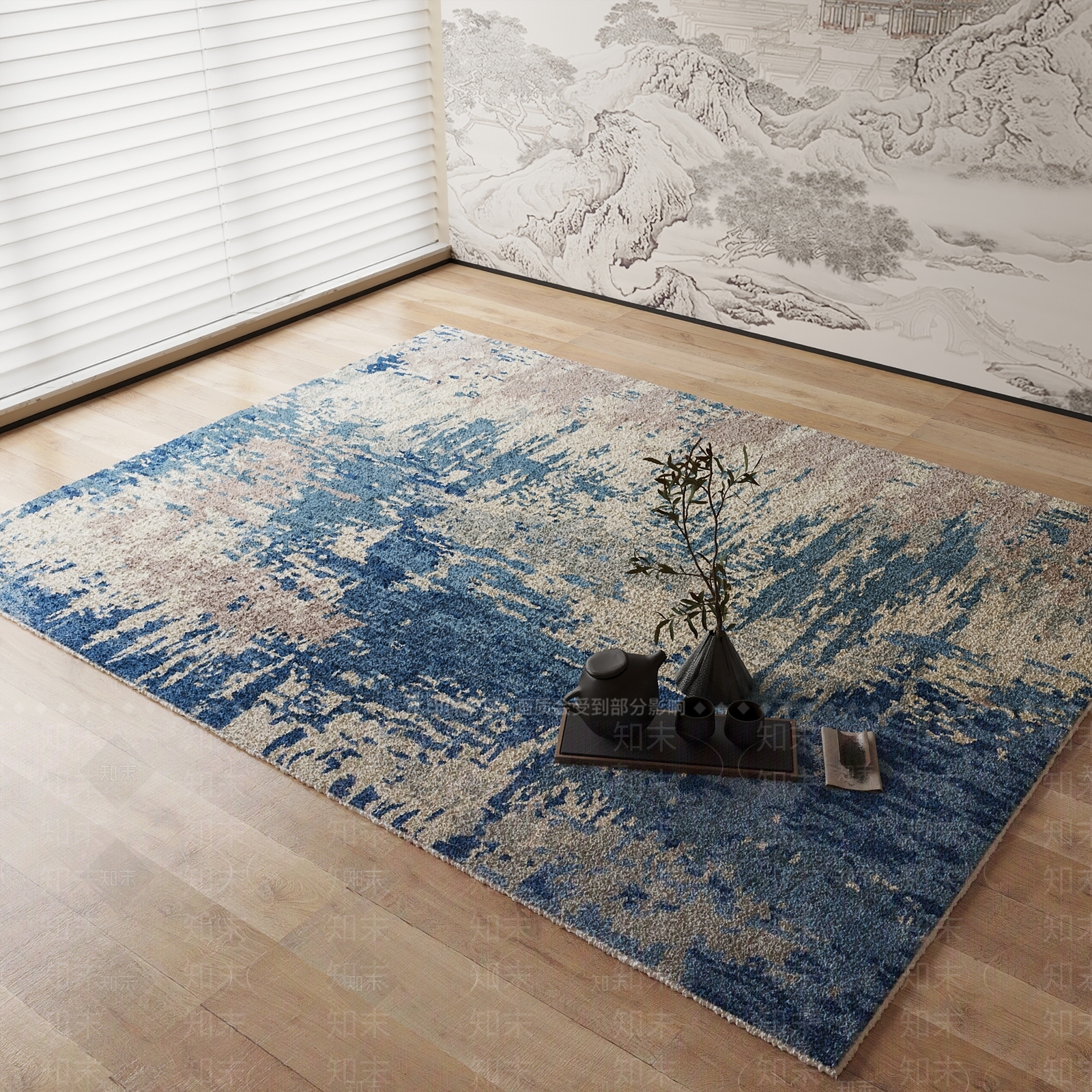 新中式地毯3D模型下载【ID:1184451675】