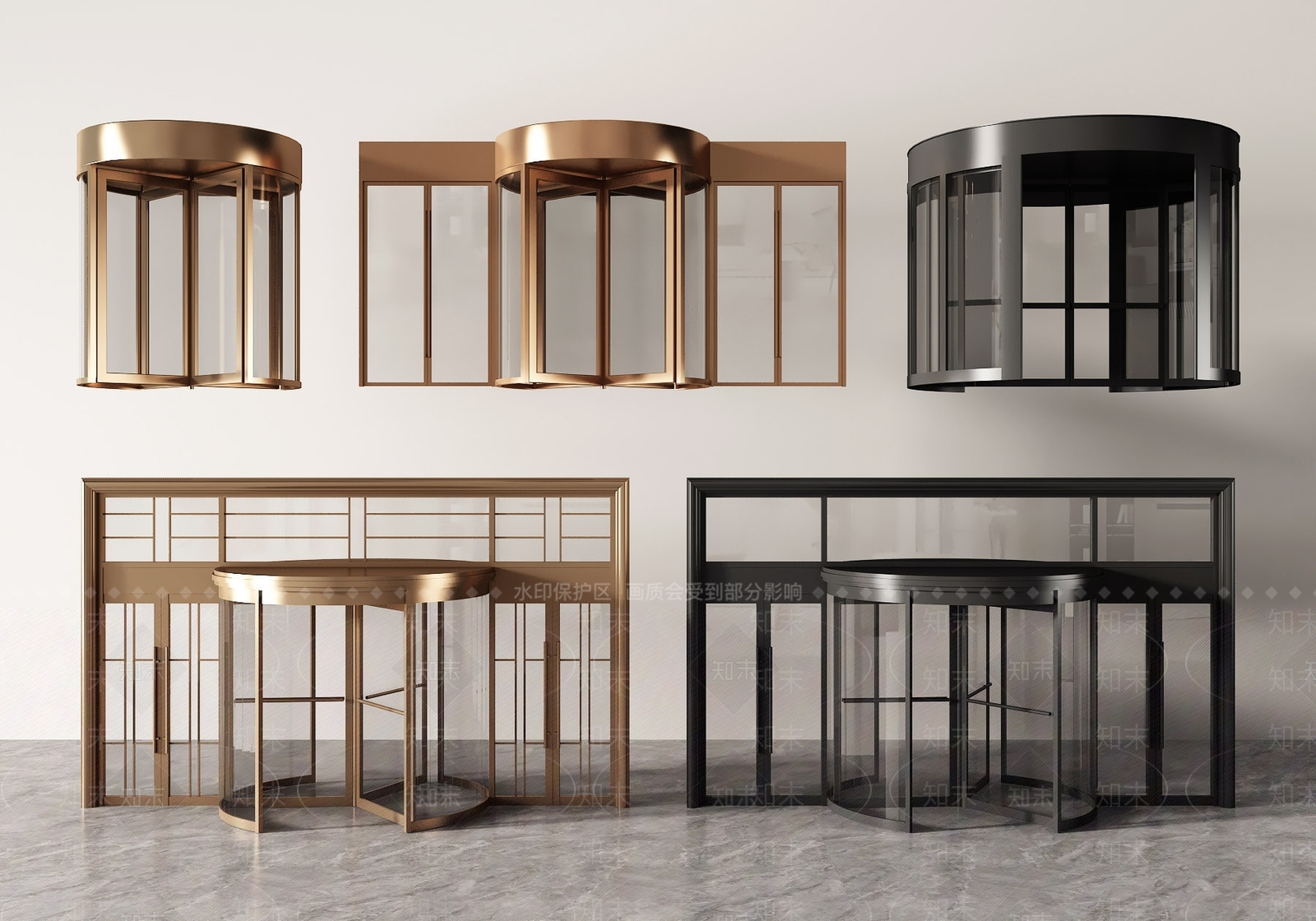 现代旋转门3D模型下载【ID:1184452727】