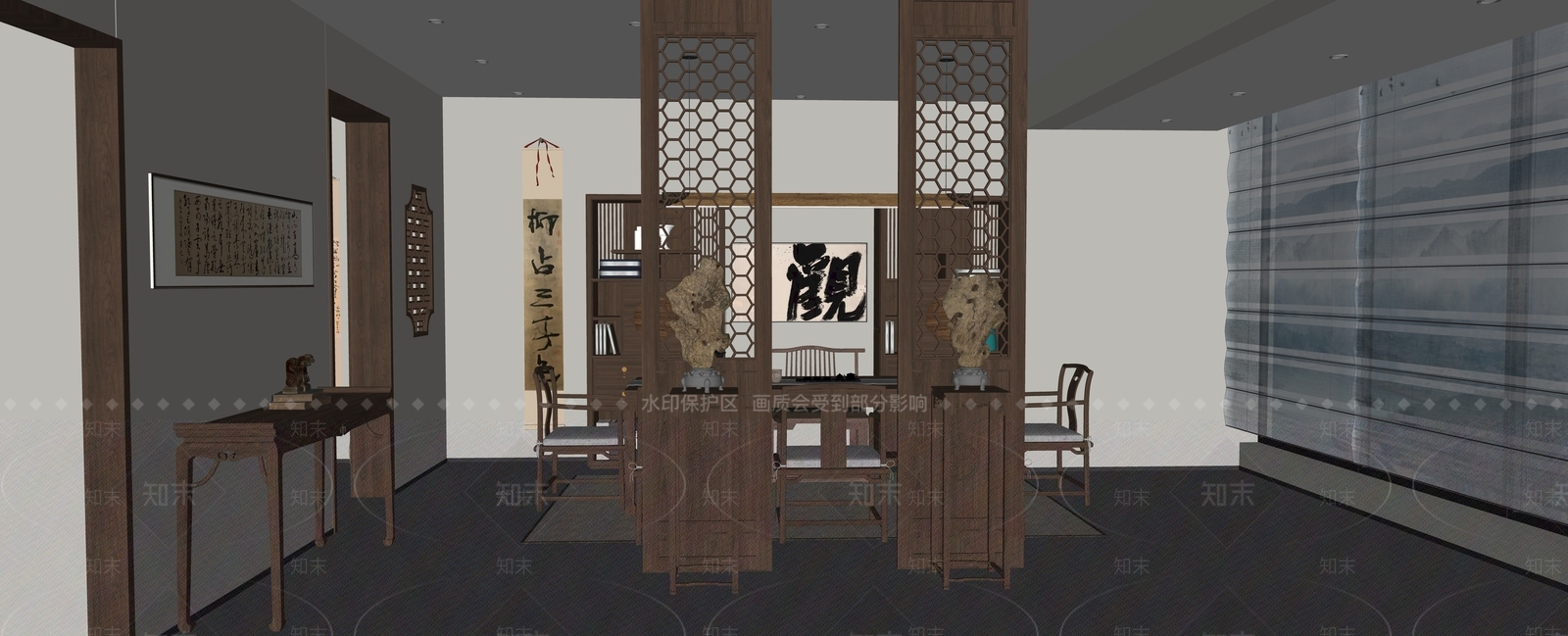 新中式其他店铺SU模型下载【ID:1184453957】