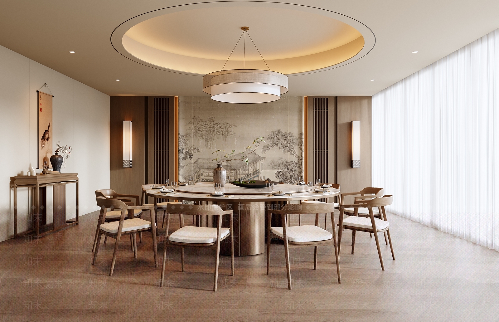 新中式中式包厢SU模型下载【ID:1184454596】