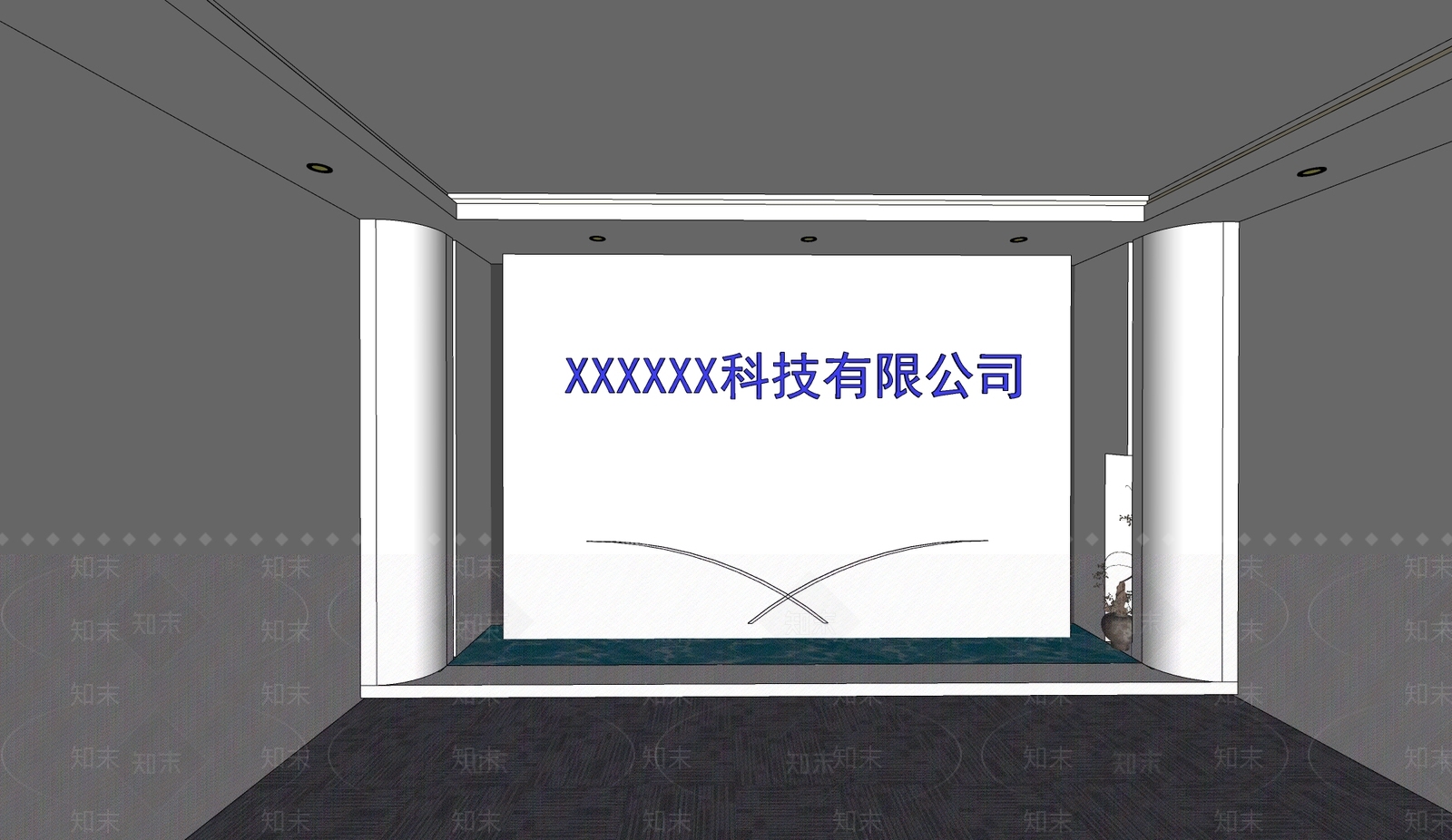 现代办公大堂SU模型下载【ID:1184456921】