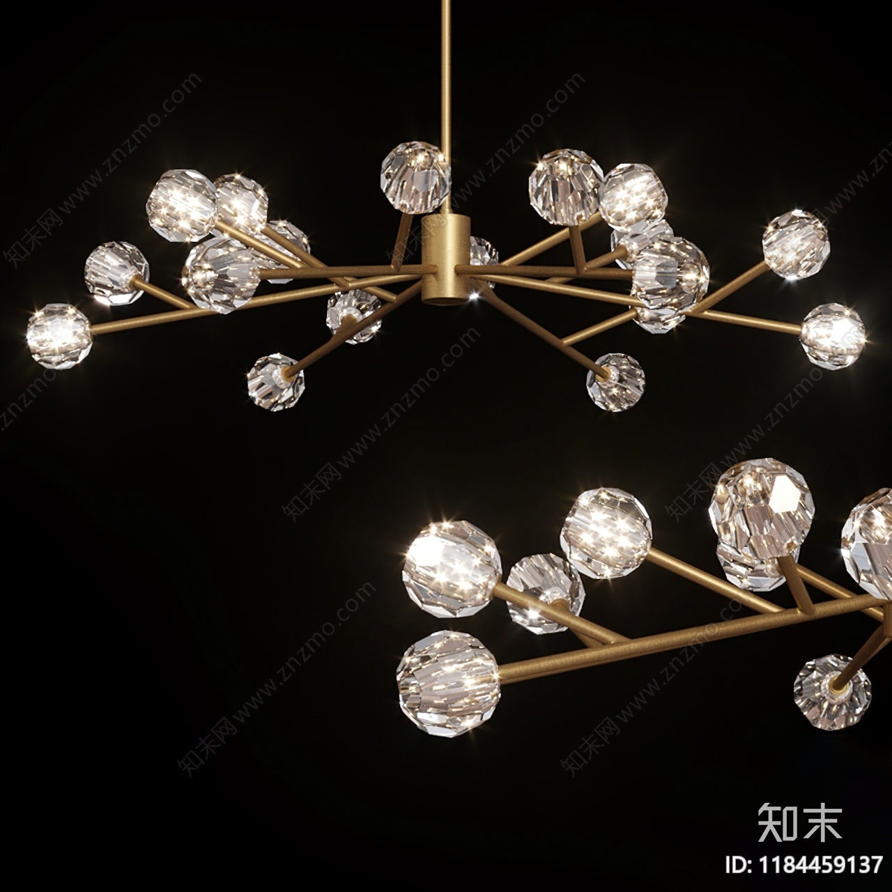 现代轻奢金属吊灯3D模型下载【ID:1184459137】