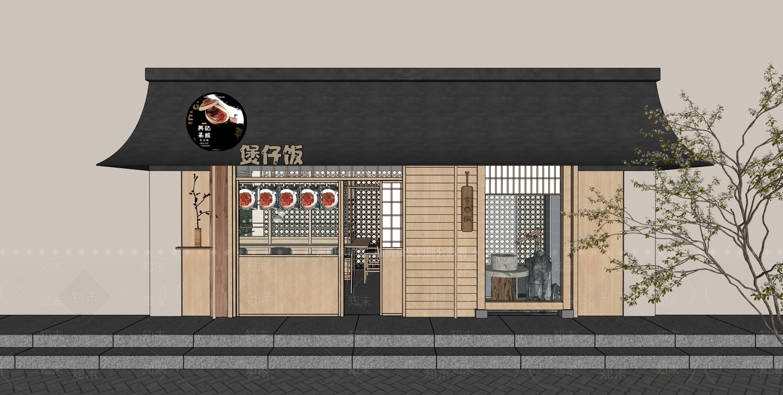 新中式侘寂中餐厅SU模型下载【ID:1184460062】