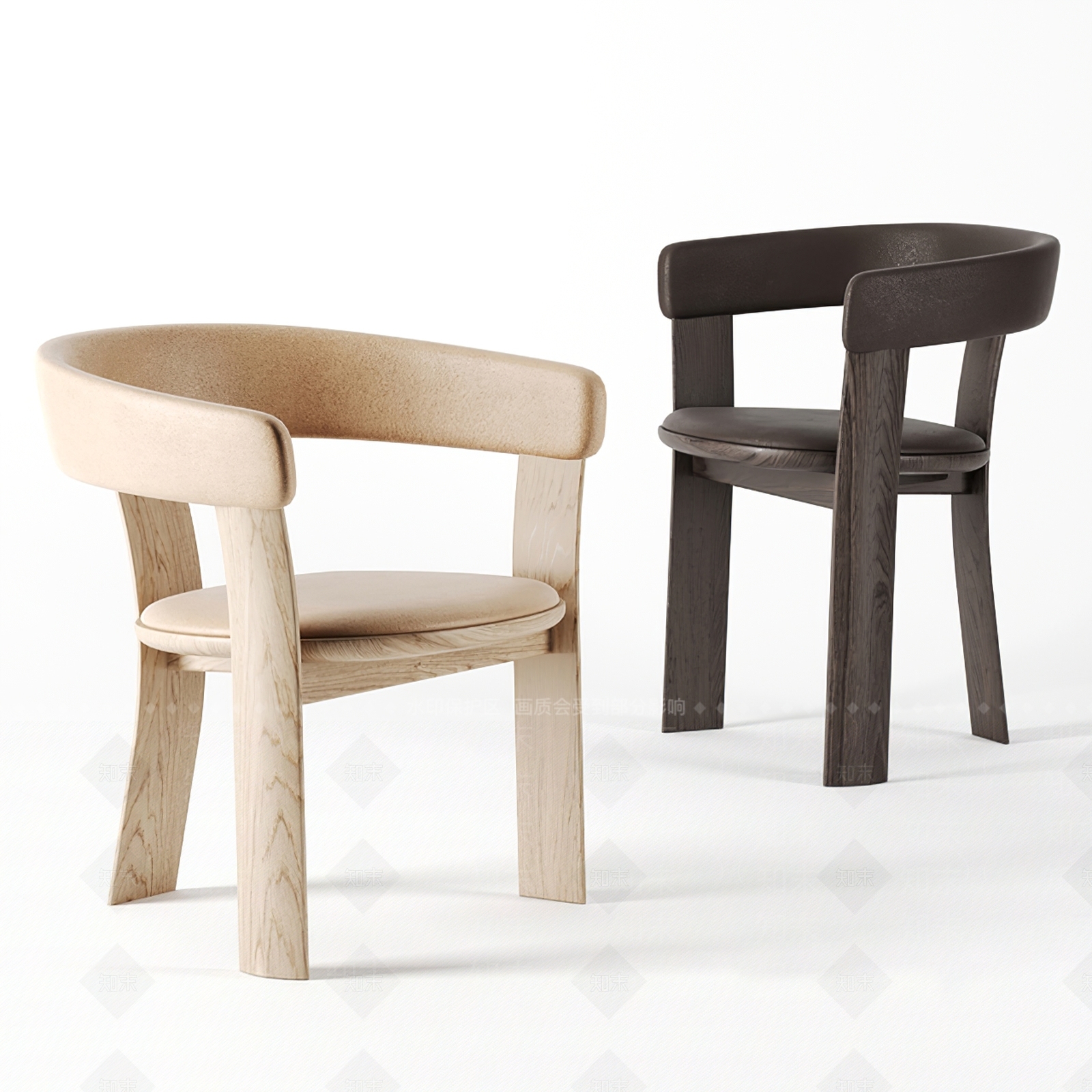现代原木扶手椅3D模型下载【ID:1184472988】