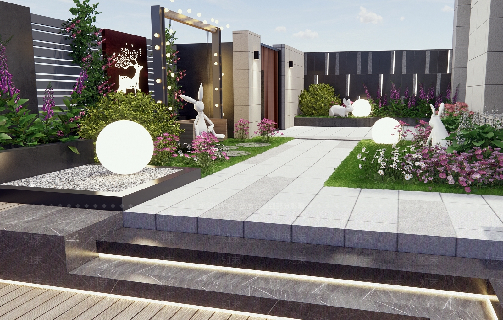 现代庭院3D模型下载【ID:1185577544】