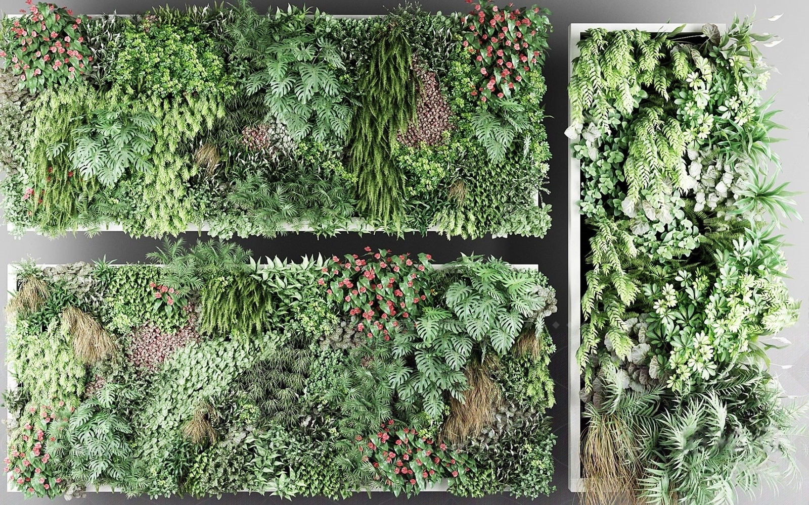 现代壁挂花圃植物墙3D模型下载【ID:1184485414】