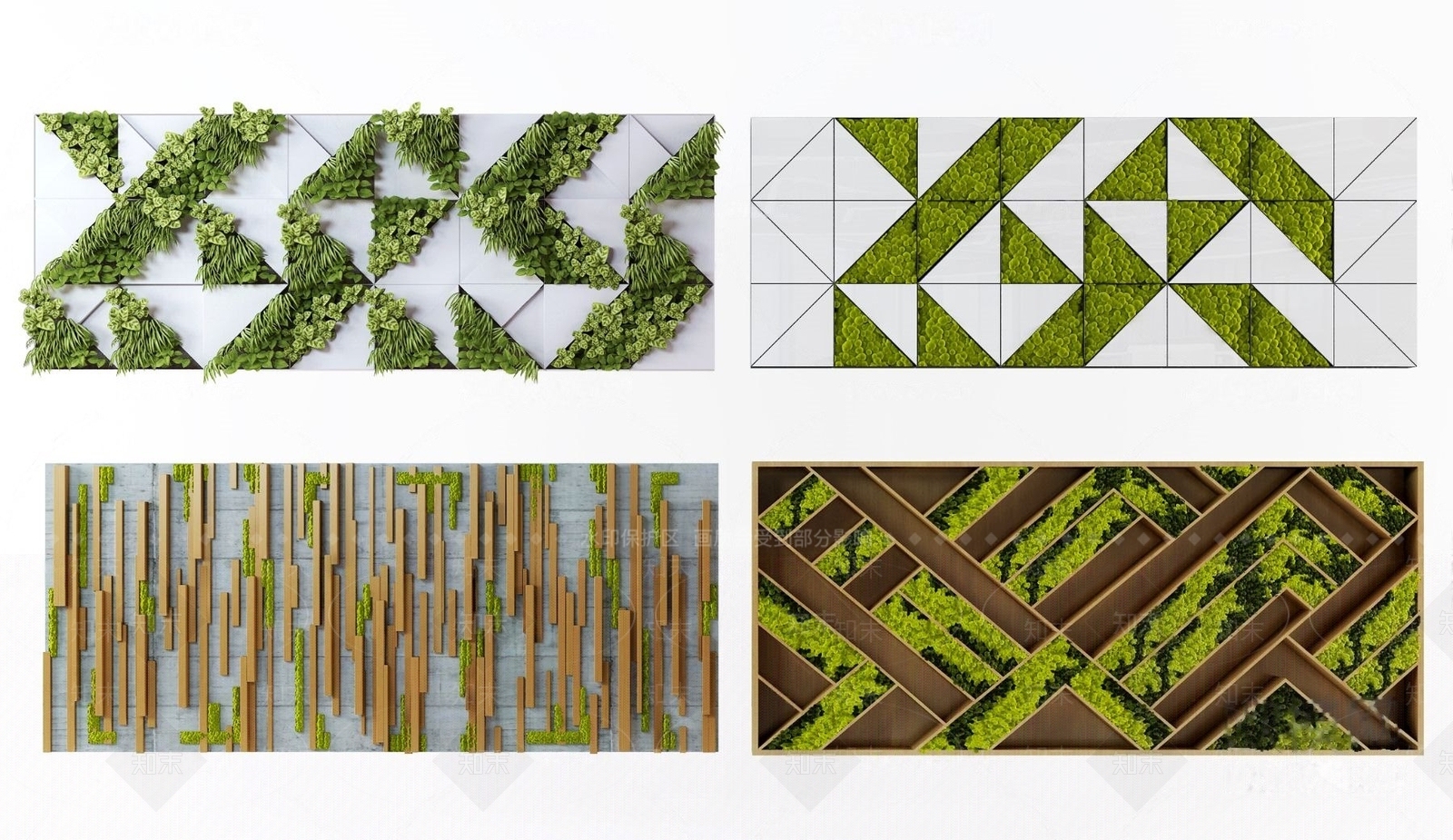 现代绿植苔藓植物墙3D模型下载【ID:1184485947】