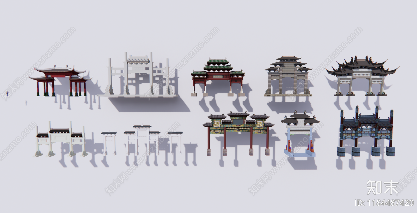 中式新中式牌坊牌楼SU模型下载【ID:1184487420】