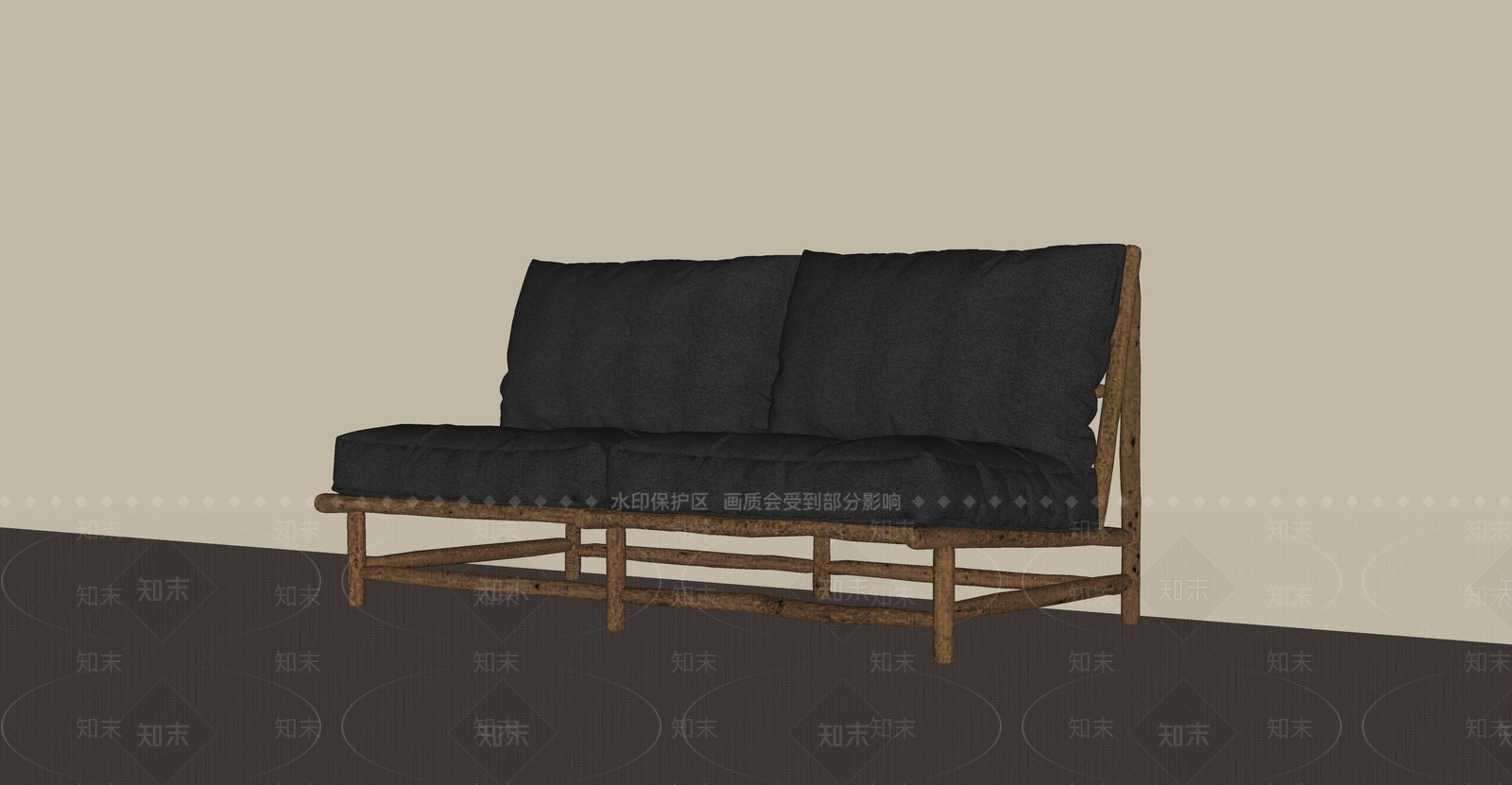 中古侘寂双人沙发SU模型下载【ID:1184491638】