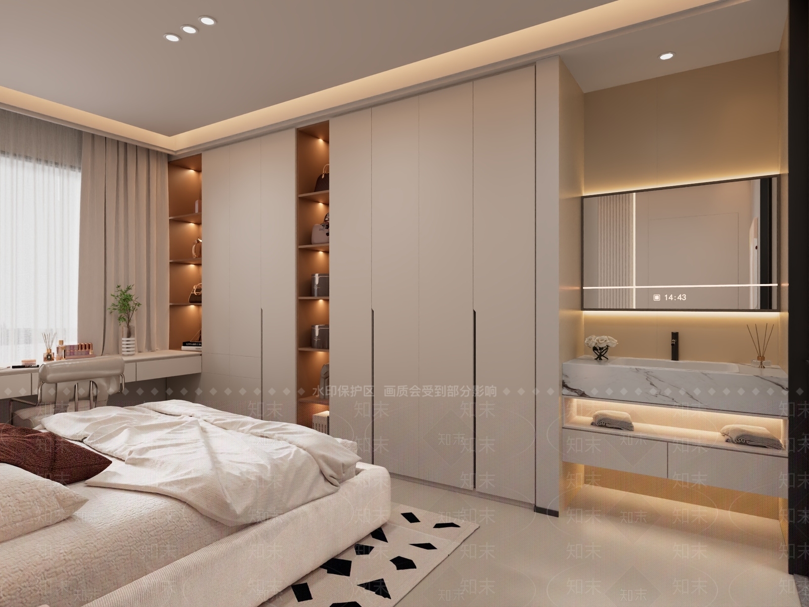 现代奶油女孩房3D模型下载【ID:1184497263】