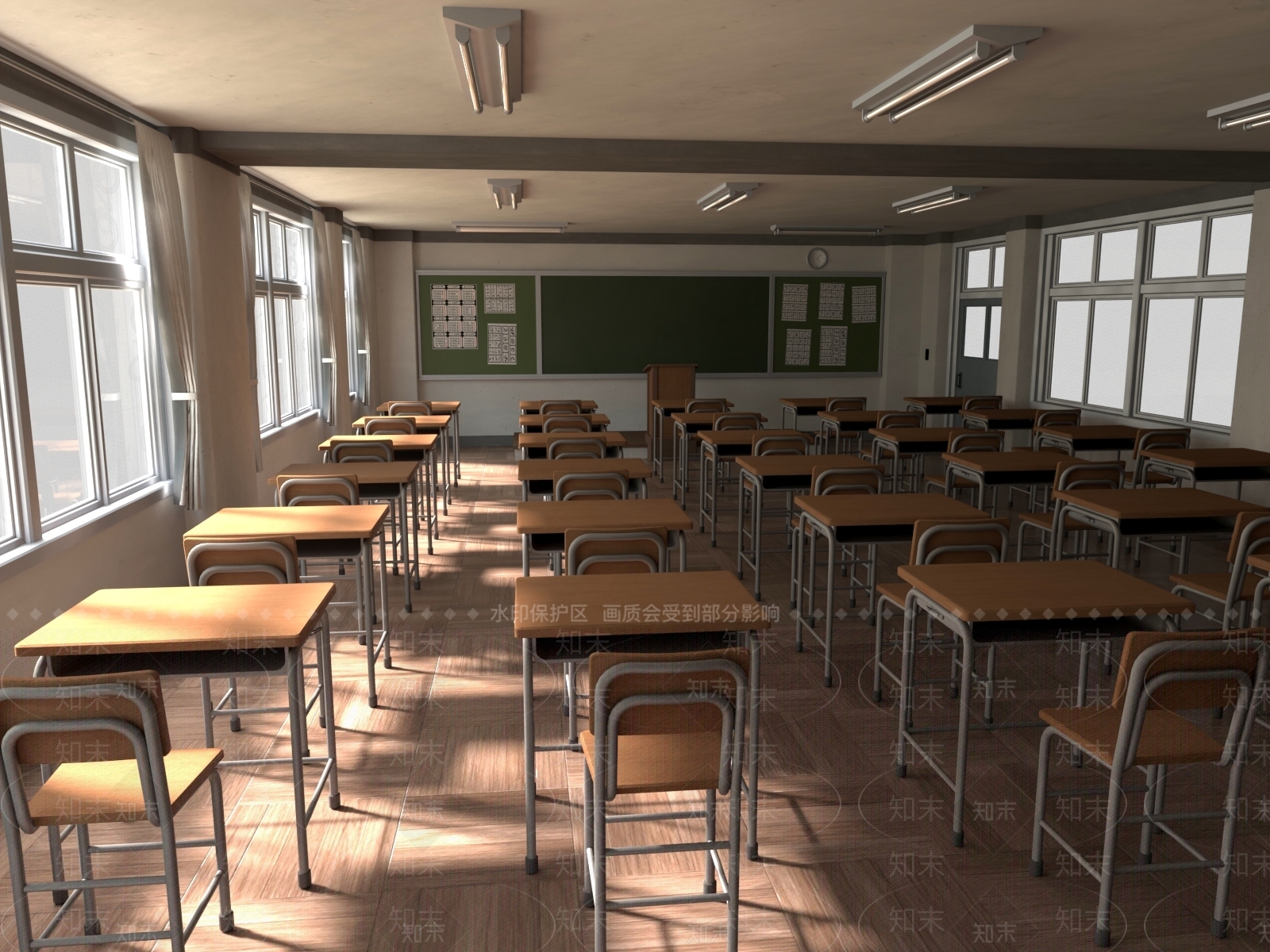 现代教室3D模型下载【ID:1184500731】