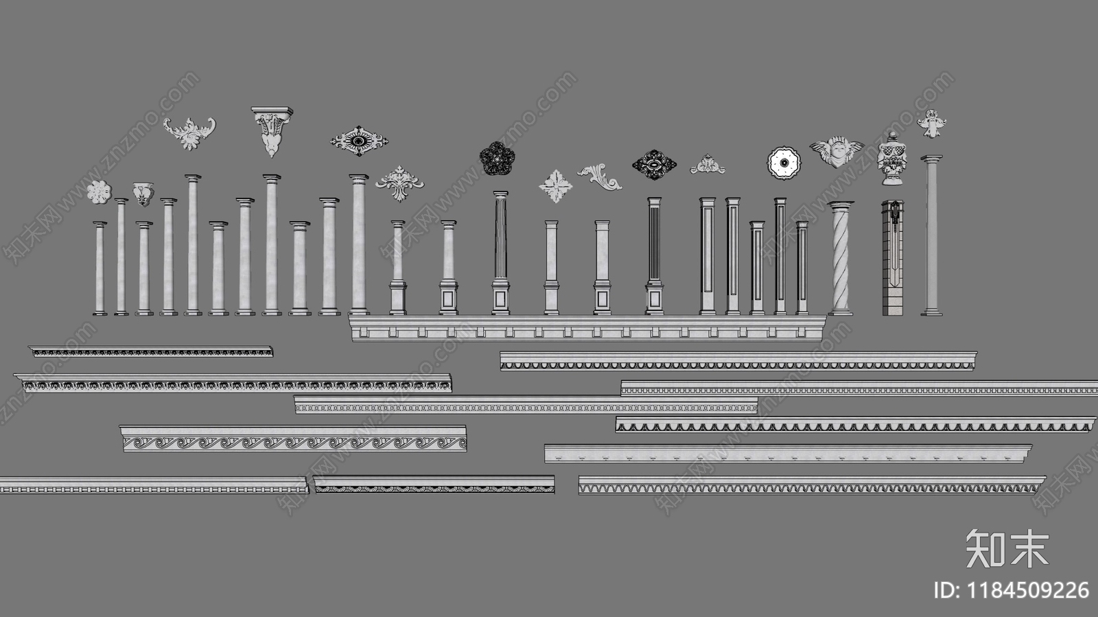 欧式中古景观柱SU模型下载【ID:1184509226】