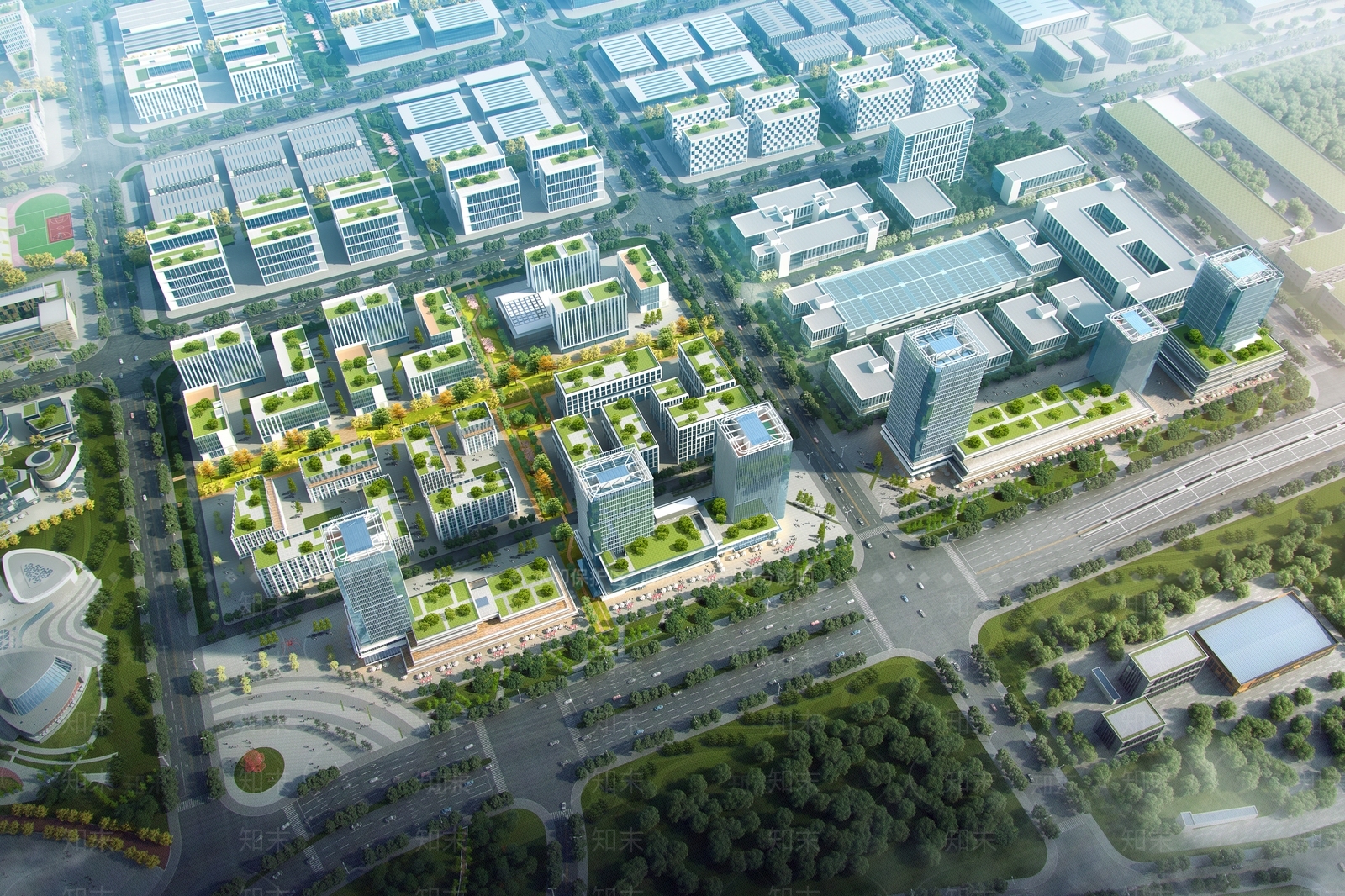 现代鸟瞰规划3D模型下载【ID:1184514708】