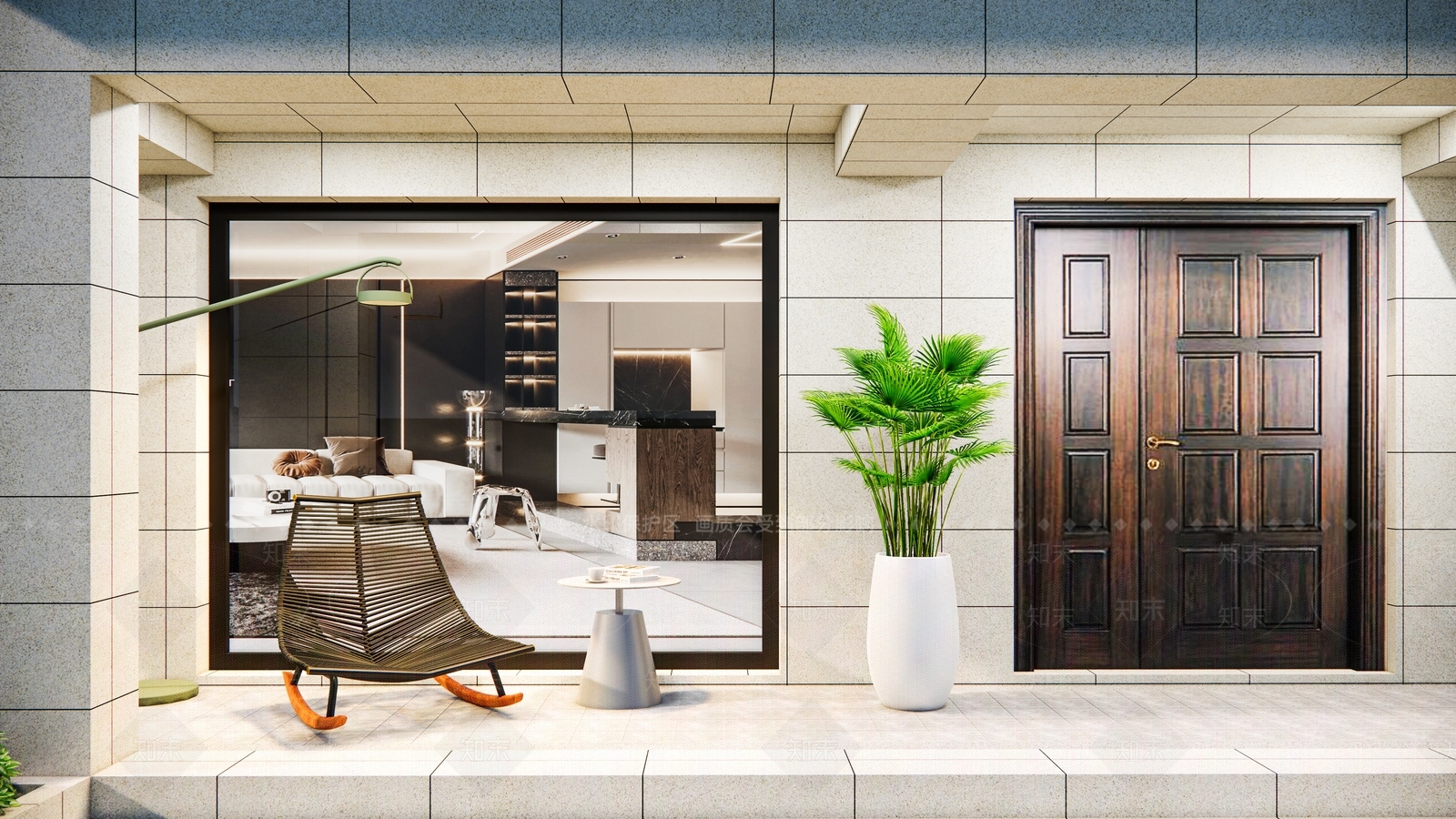 现代新中式阳台3D模型下载【ID:1184522181】