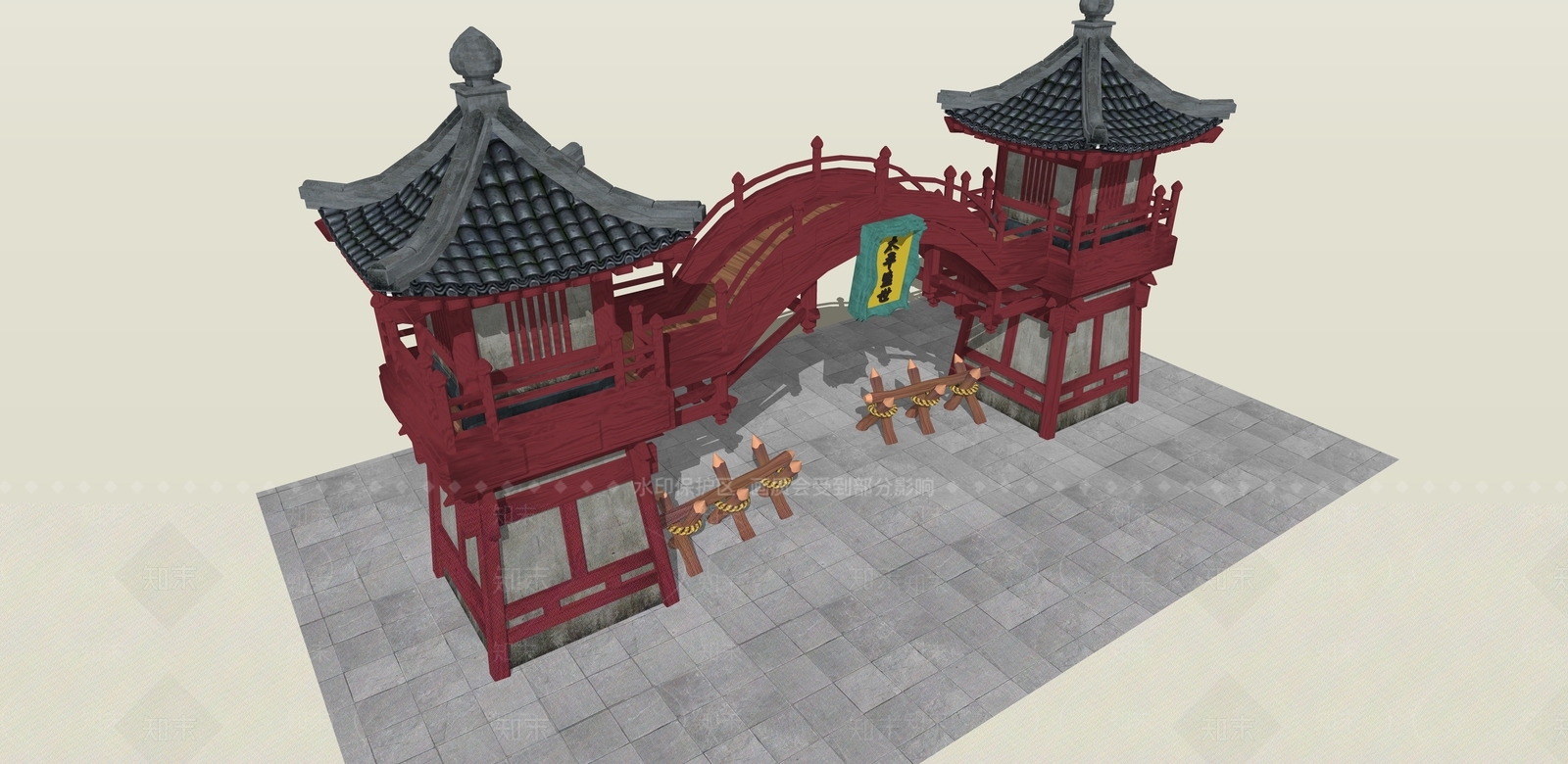复古中古古建筑SU模型下载【ID:1184549810】