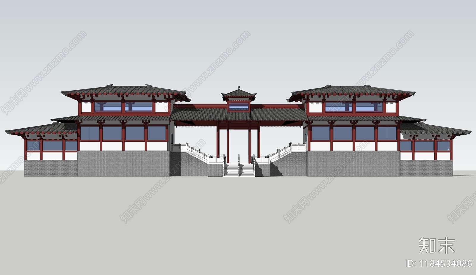 中式古建筑SU模型下载【ID:1184534086】