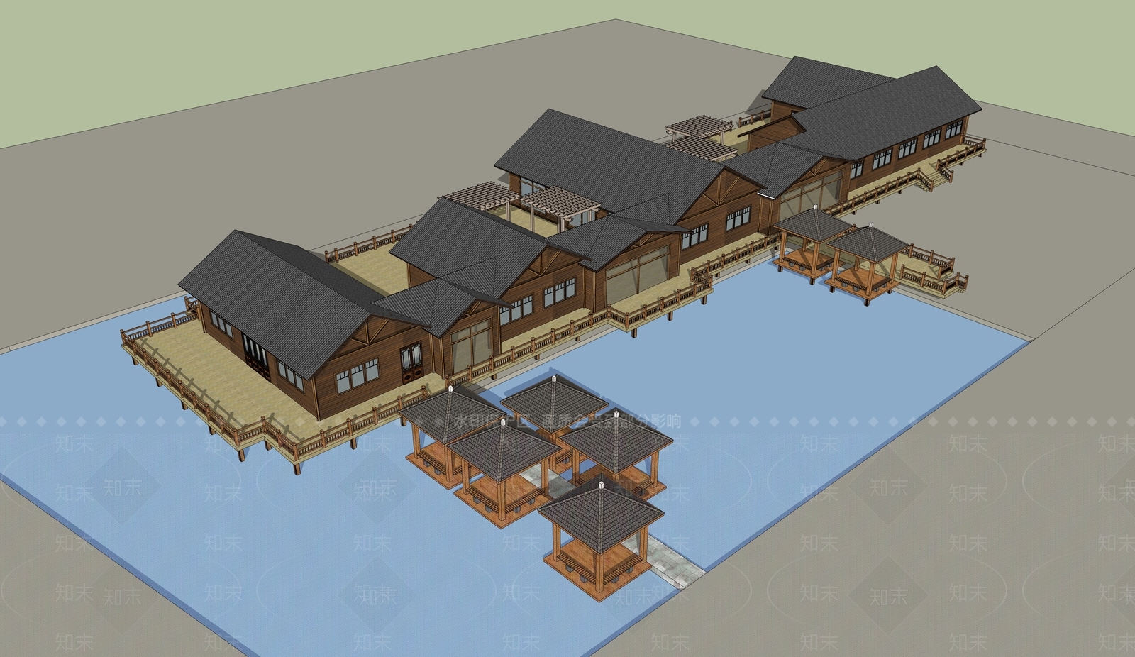 中式古建筑SU模型下载【ID:1184534250】