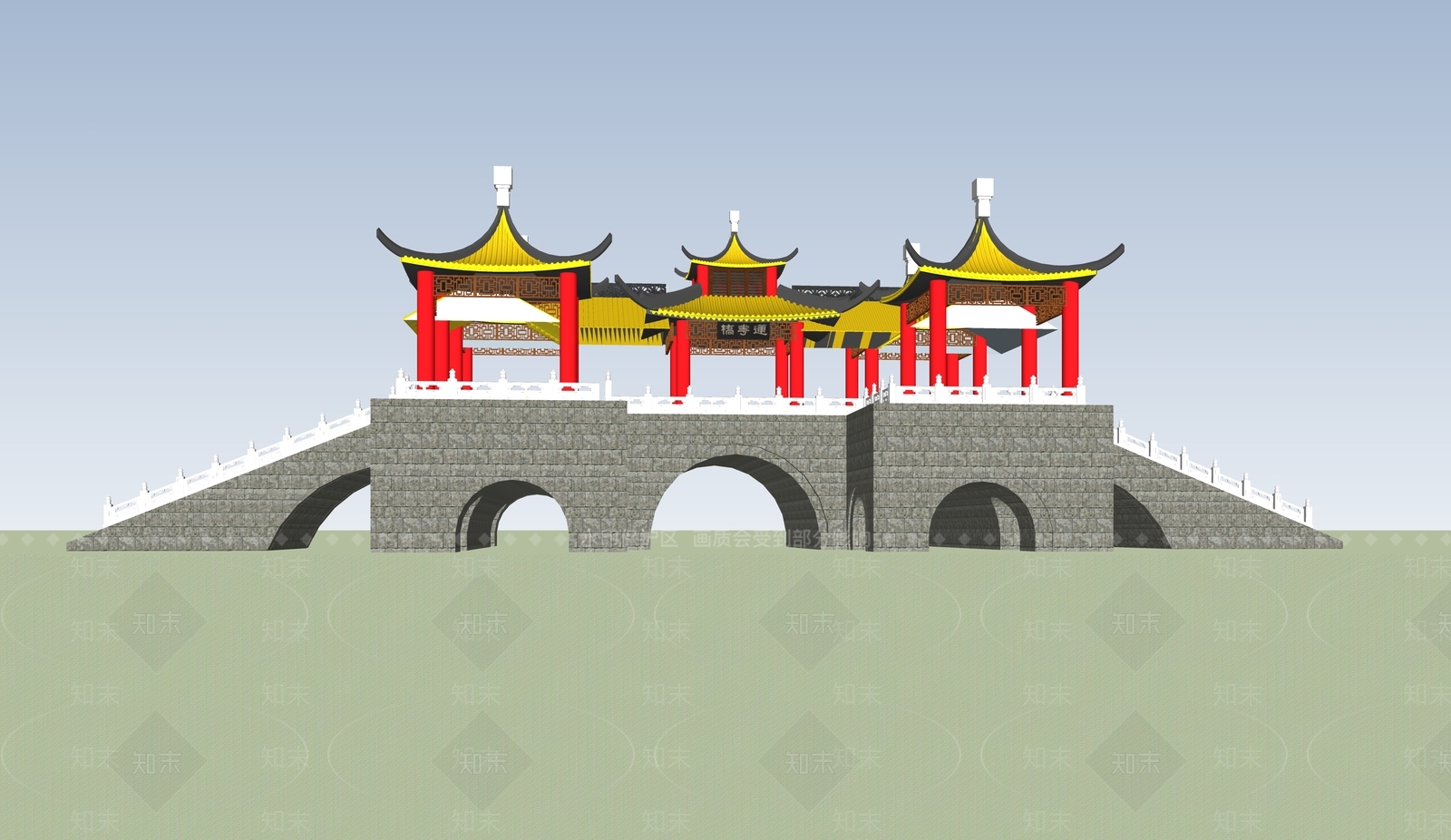 中式古建筑SU模型下载【ID:1184534506】
