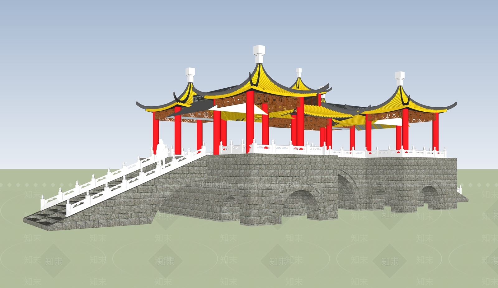中式古建筑SU模型下载【ID:1184534506】