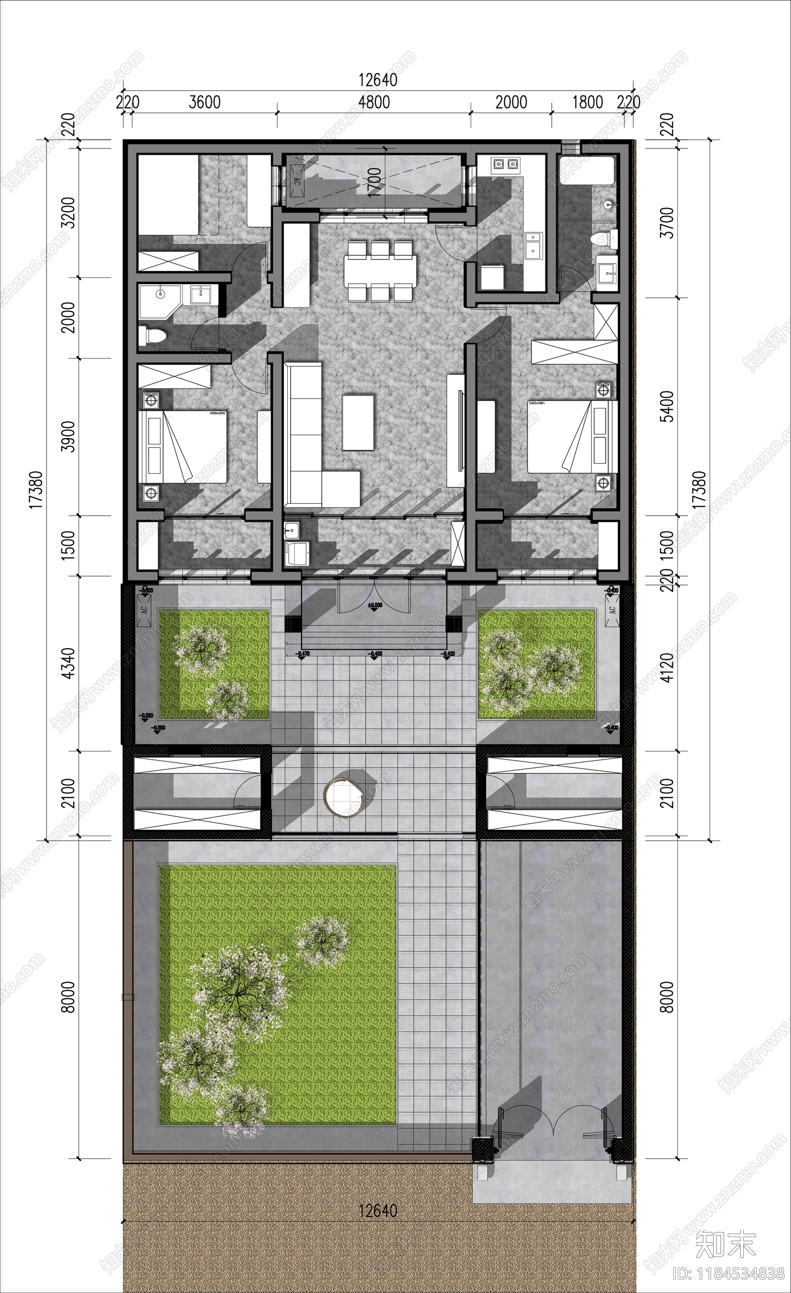 新中式现代乡村民房SU模型下载【ID:1184534838】