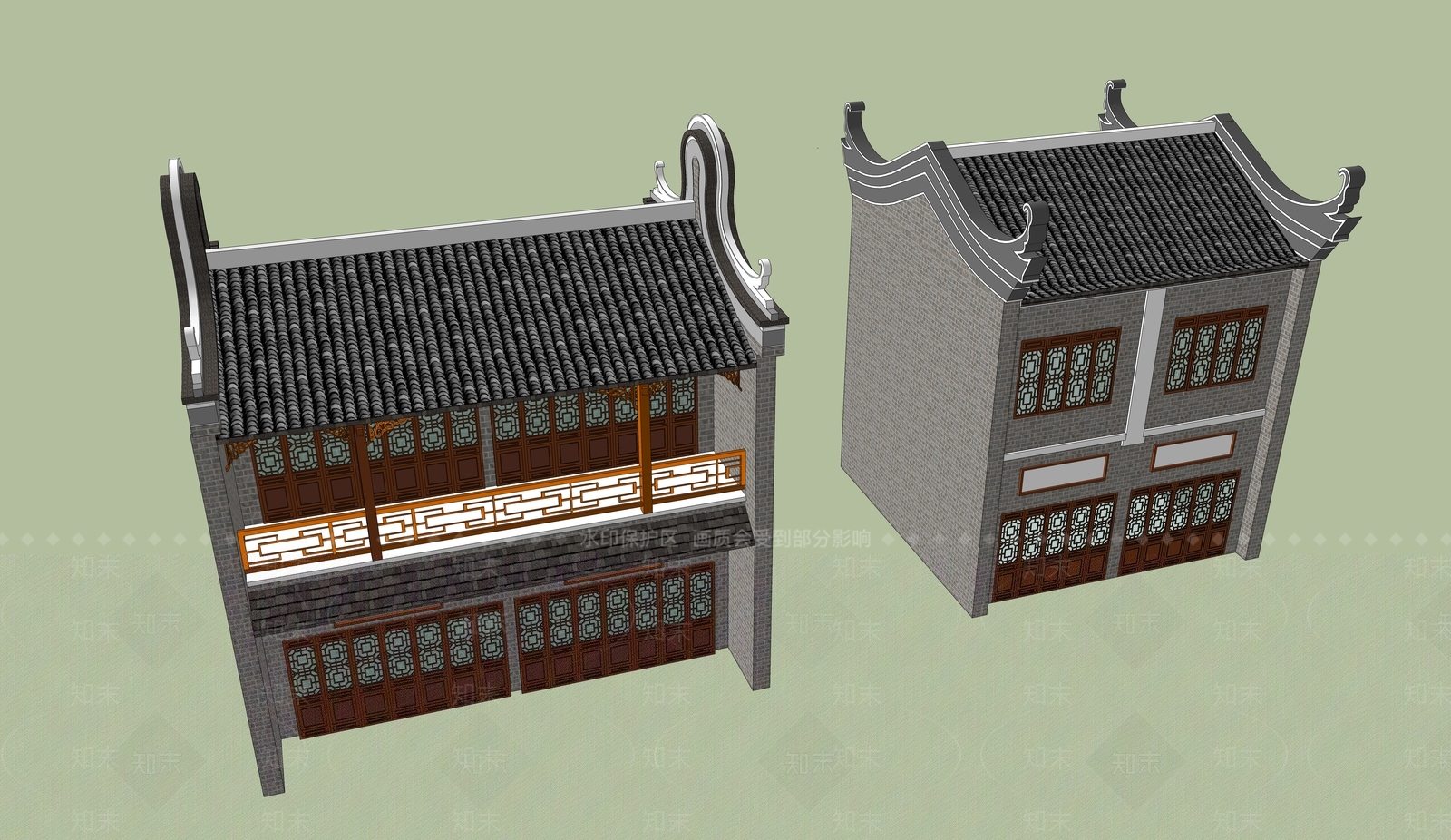 中式古建筑SU模型下载【ID:1184535032】