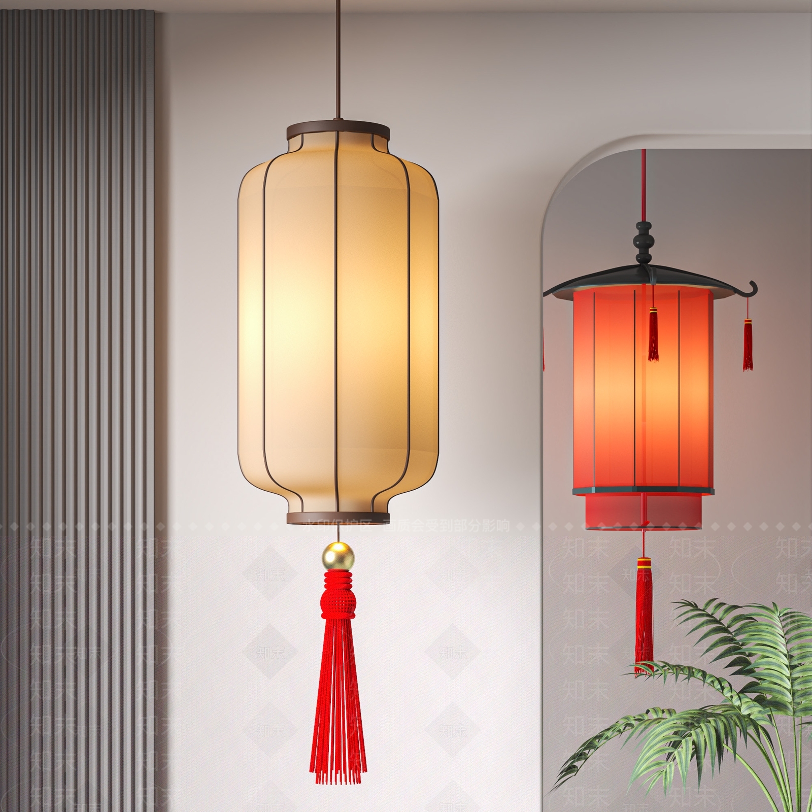 新中式中式灯笼3D模型下载【ID:1184538218】