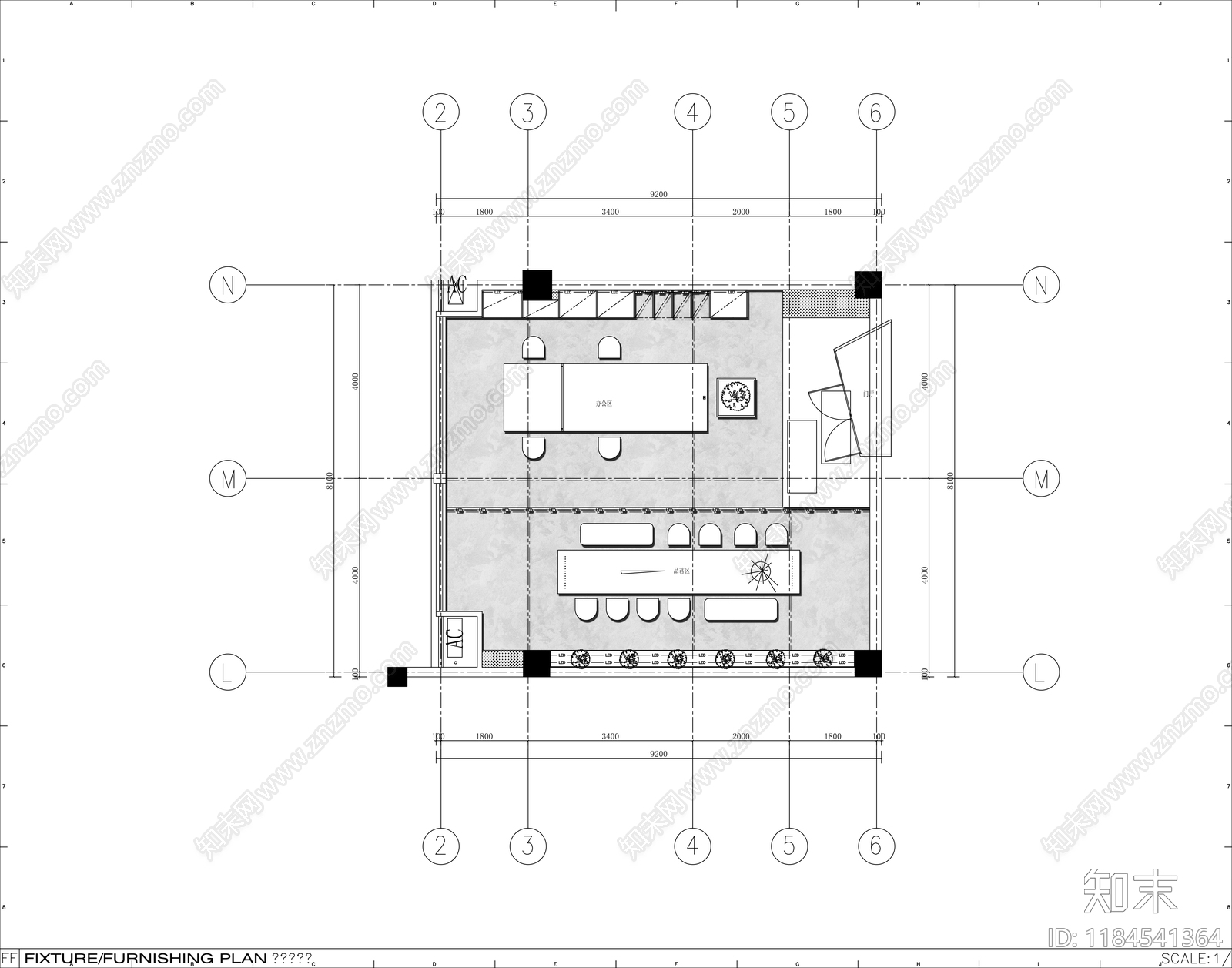 现代开放办公室施工图下载【ID:1184541364】