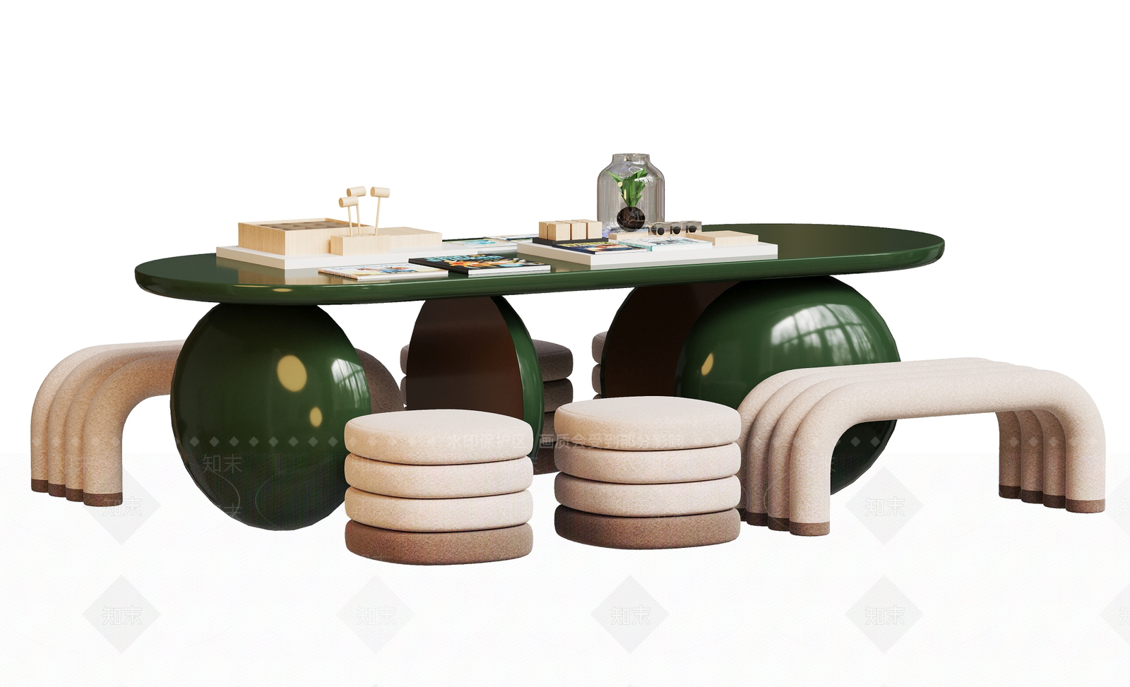 现代儿童桌椅3D模型下载【ID:1184543663】