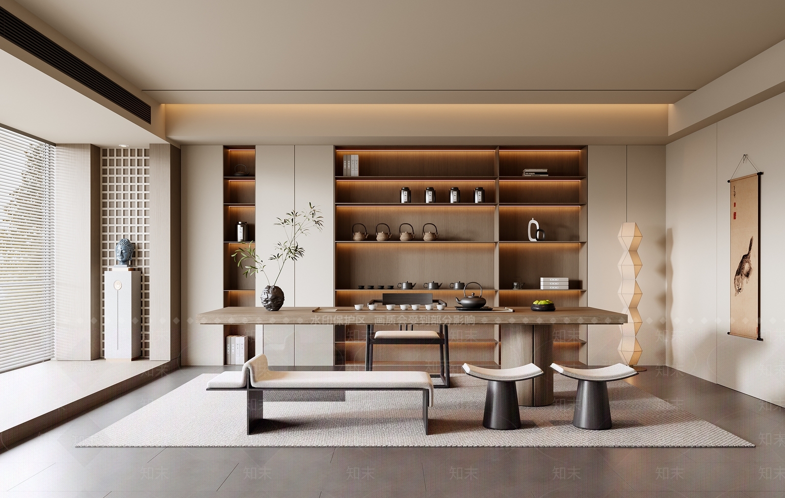 新中式中式茶室SU模型下载【ID:1184547174】