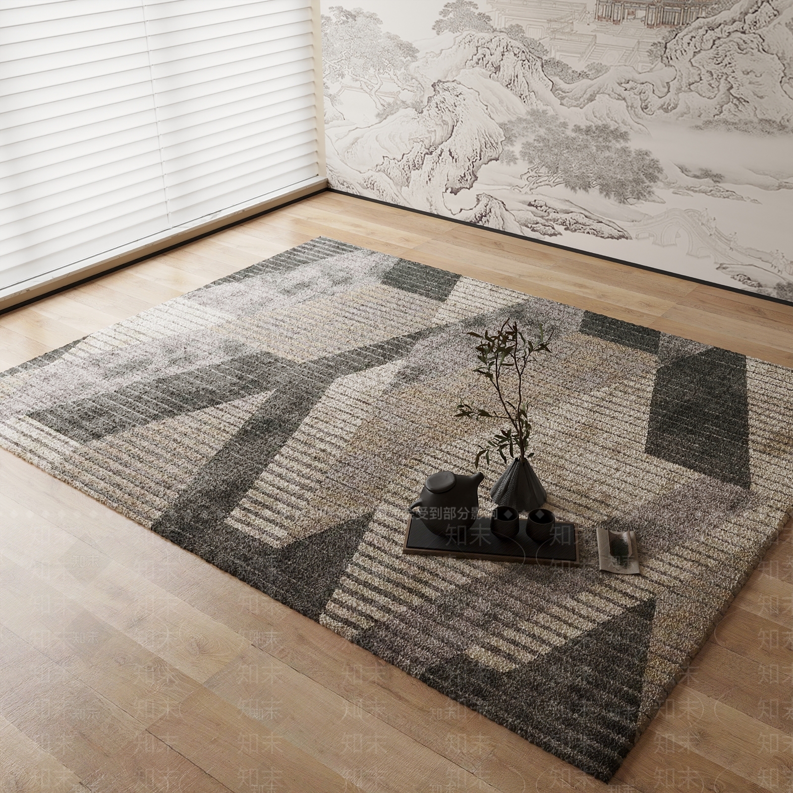 新中式地毯3D模型下载【ID:1184548785】
