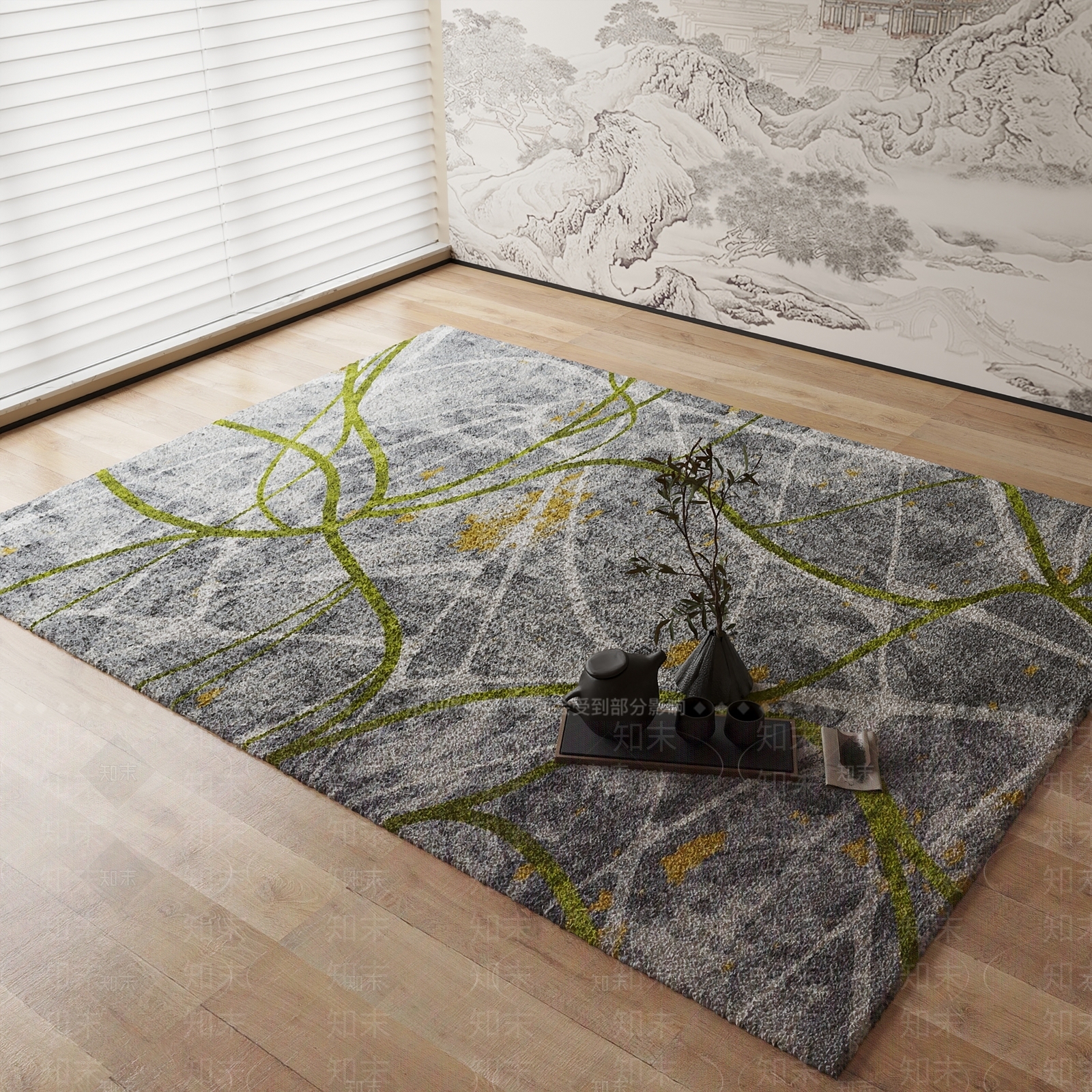 新中式地毯3D模型下载【ID:1184548830】