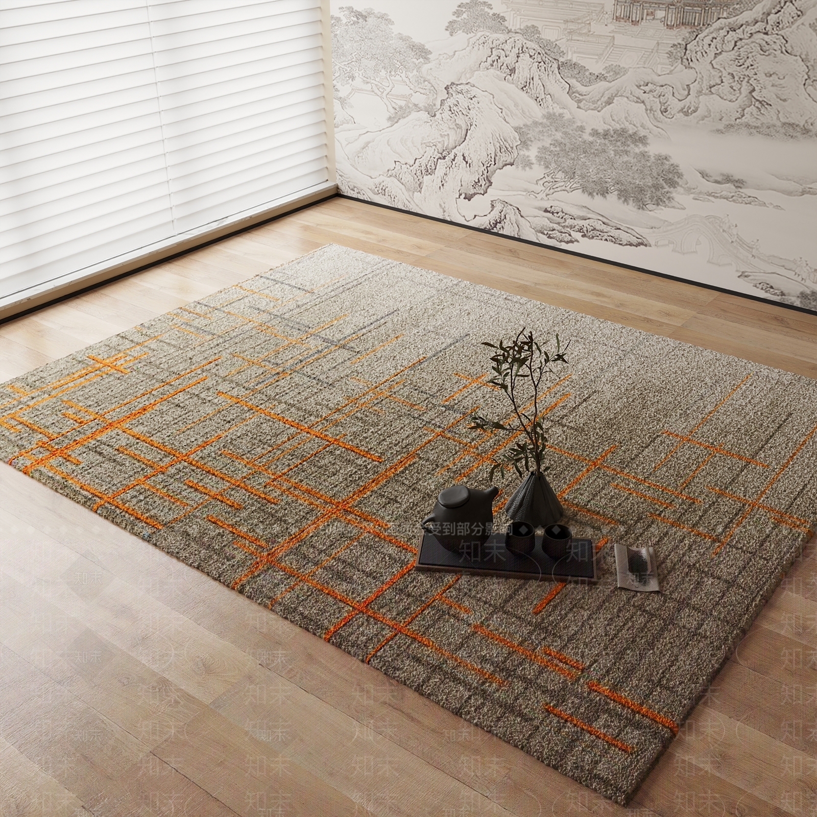 新中式地毯3D模型下载【ID:1184548809】