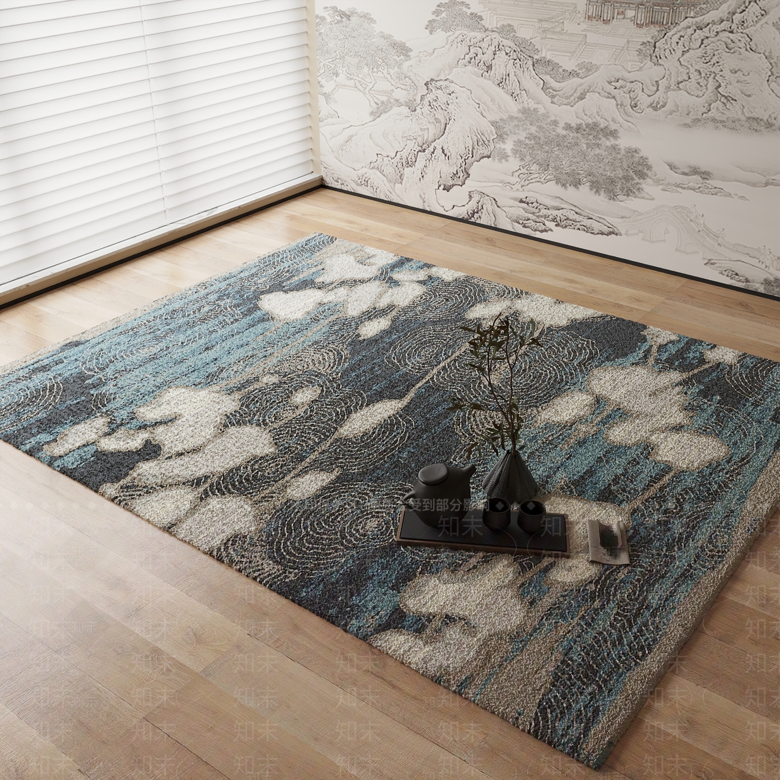 新中式地毯3D模型下载【ID:1184548988】