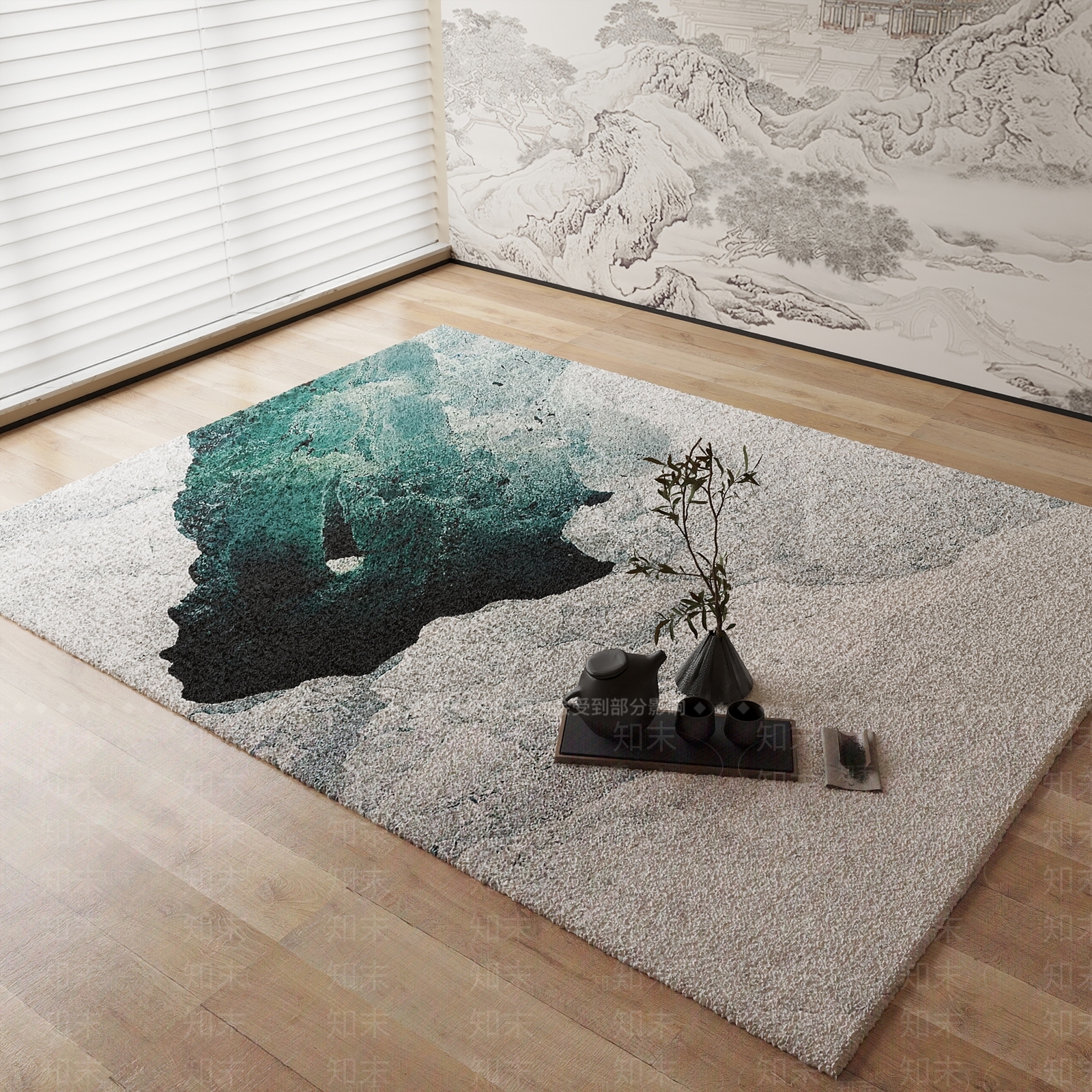 新中式地毯3D模型下载【ID:1184549072】