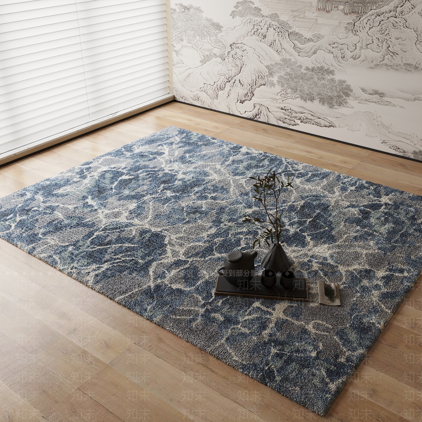 新中式地毯3D模型下载【ID:1184549692】