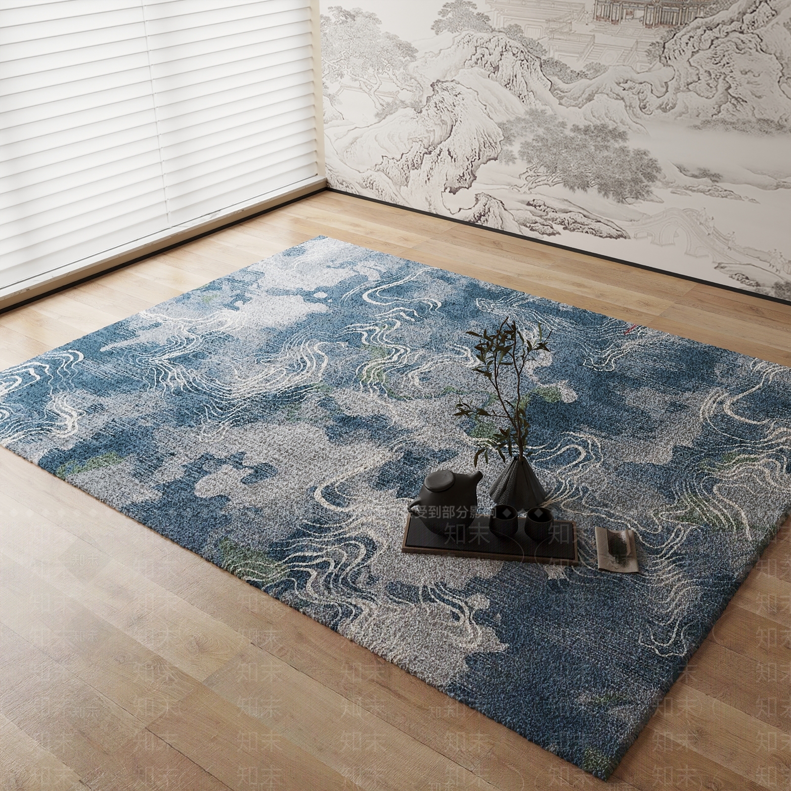 新中式地毯3D模型下载【ID:1184549659】