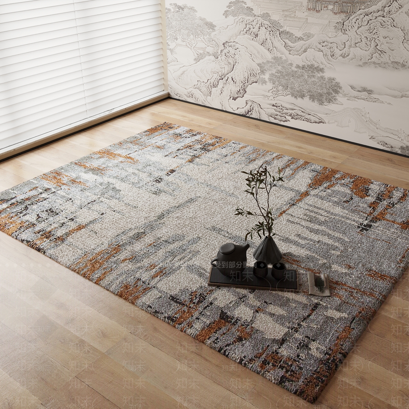 新中式地毯3D模型下载【ID:1184549861】