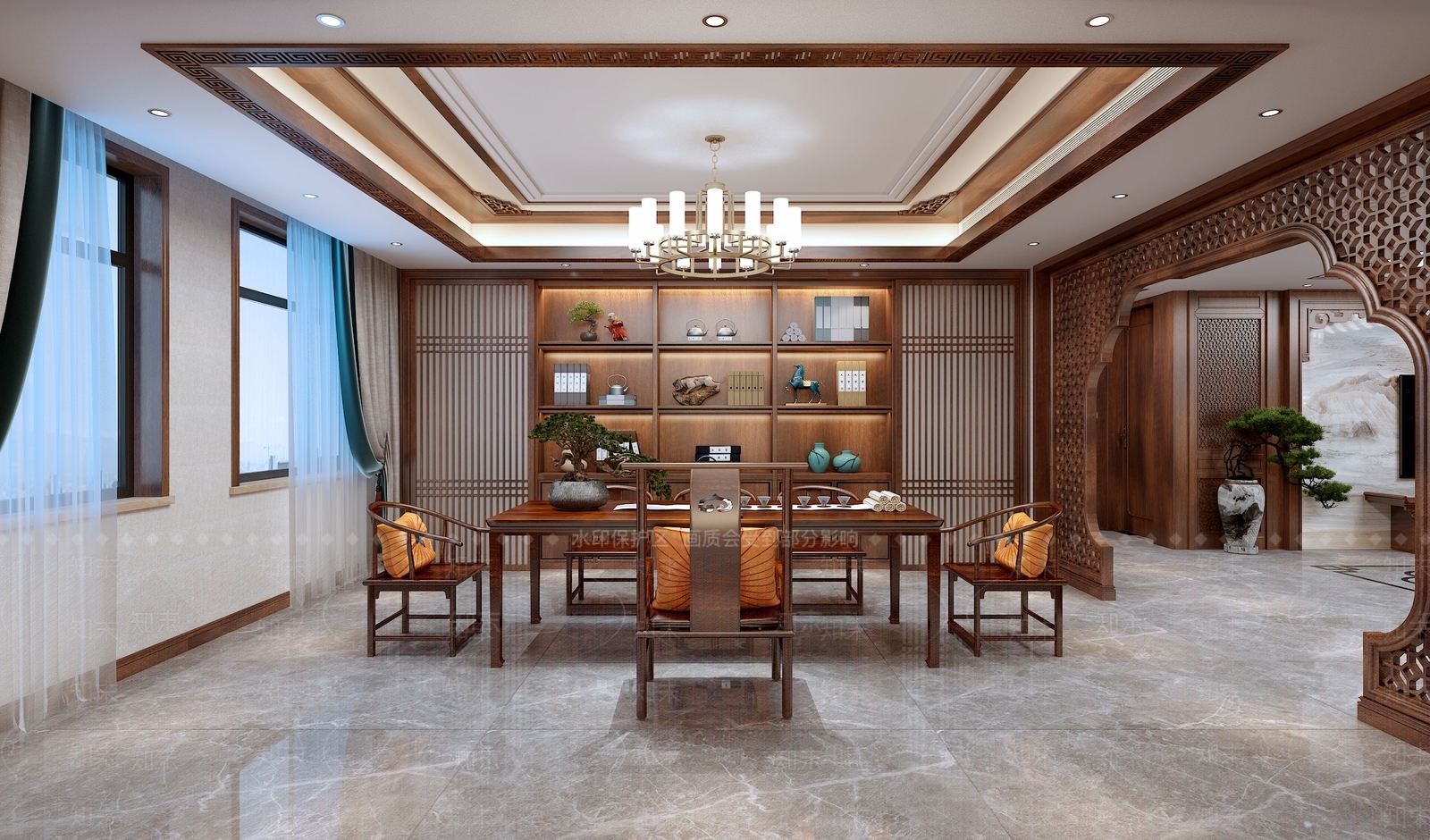 新中式家居餐厅3D模型下载【ID:1221951422】
