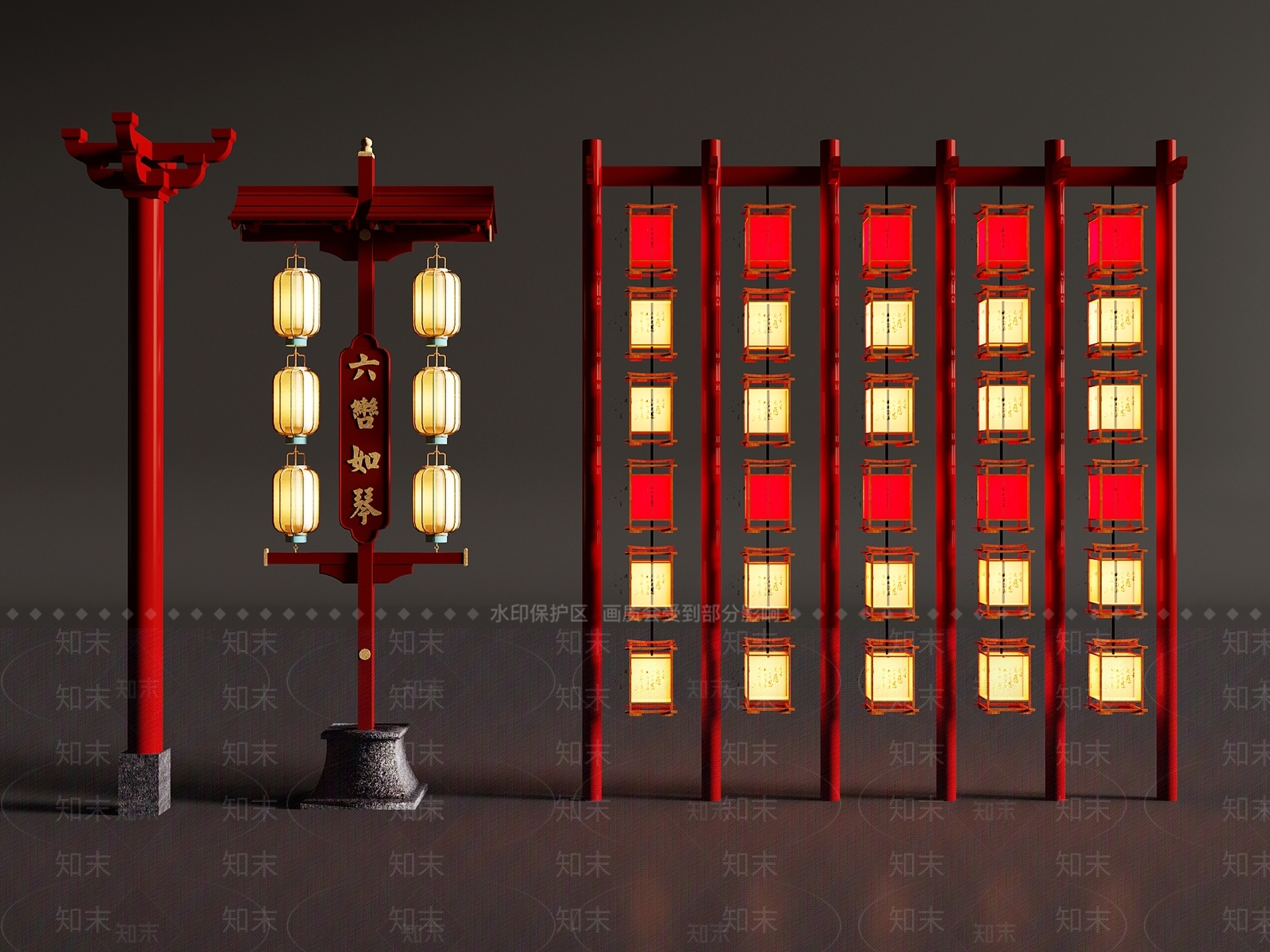 新中式灯笼SU模型下载【ID:1184555578】_知末su模型网