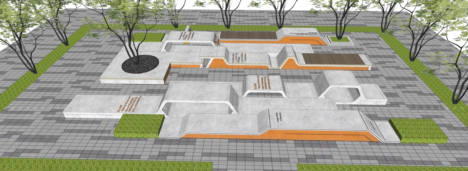 现代景观座椅SU模型下载【ID:1184555819】