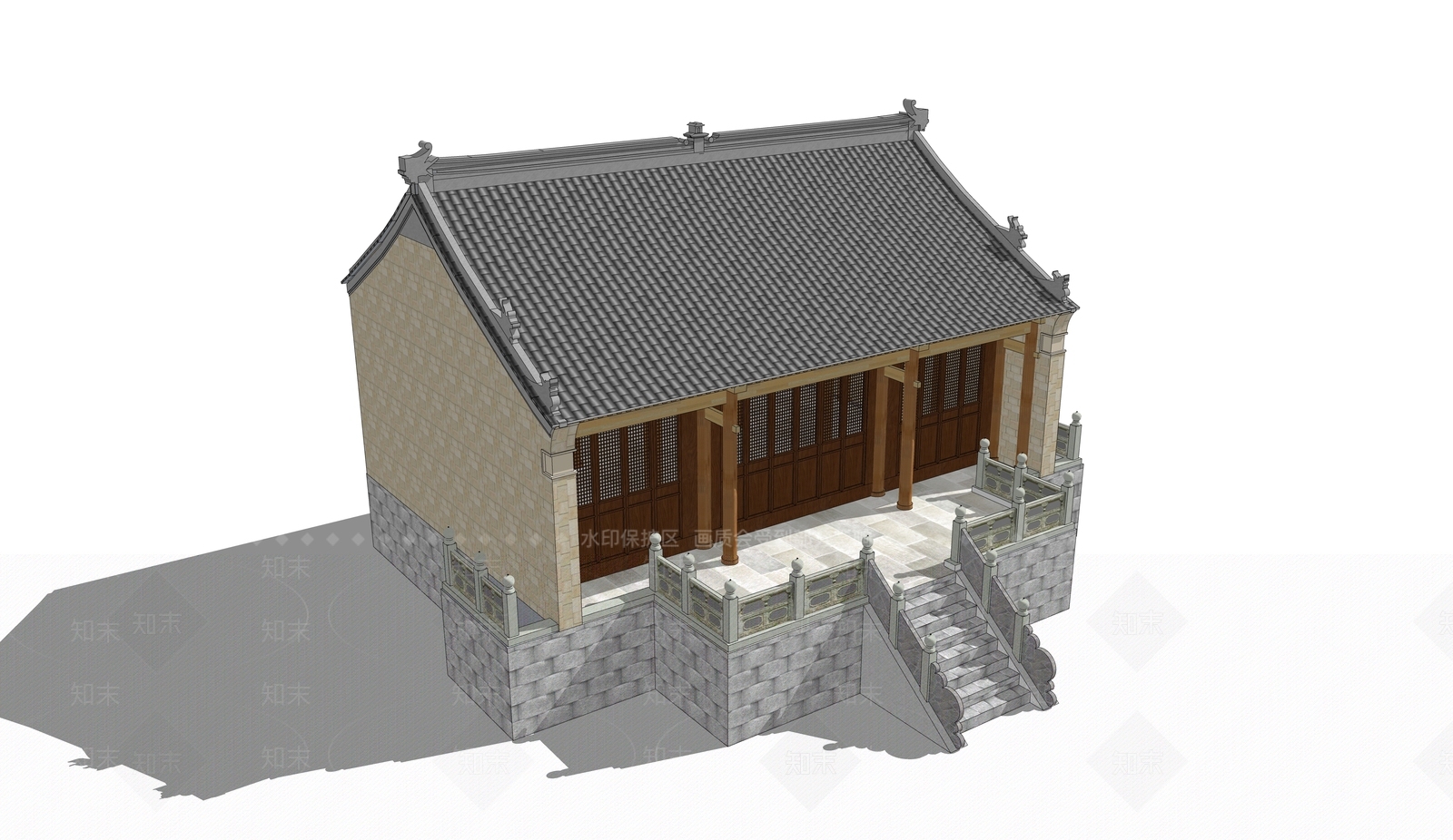 中式古建筑SU模型下载【ID:1184556611】