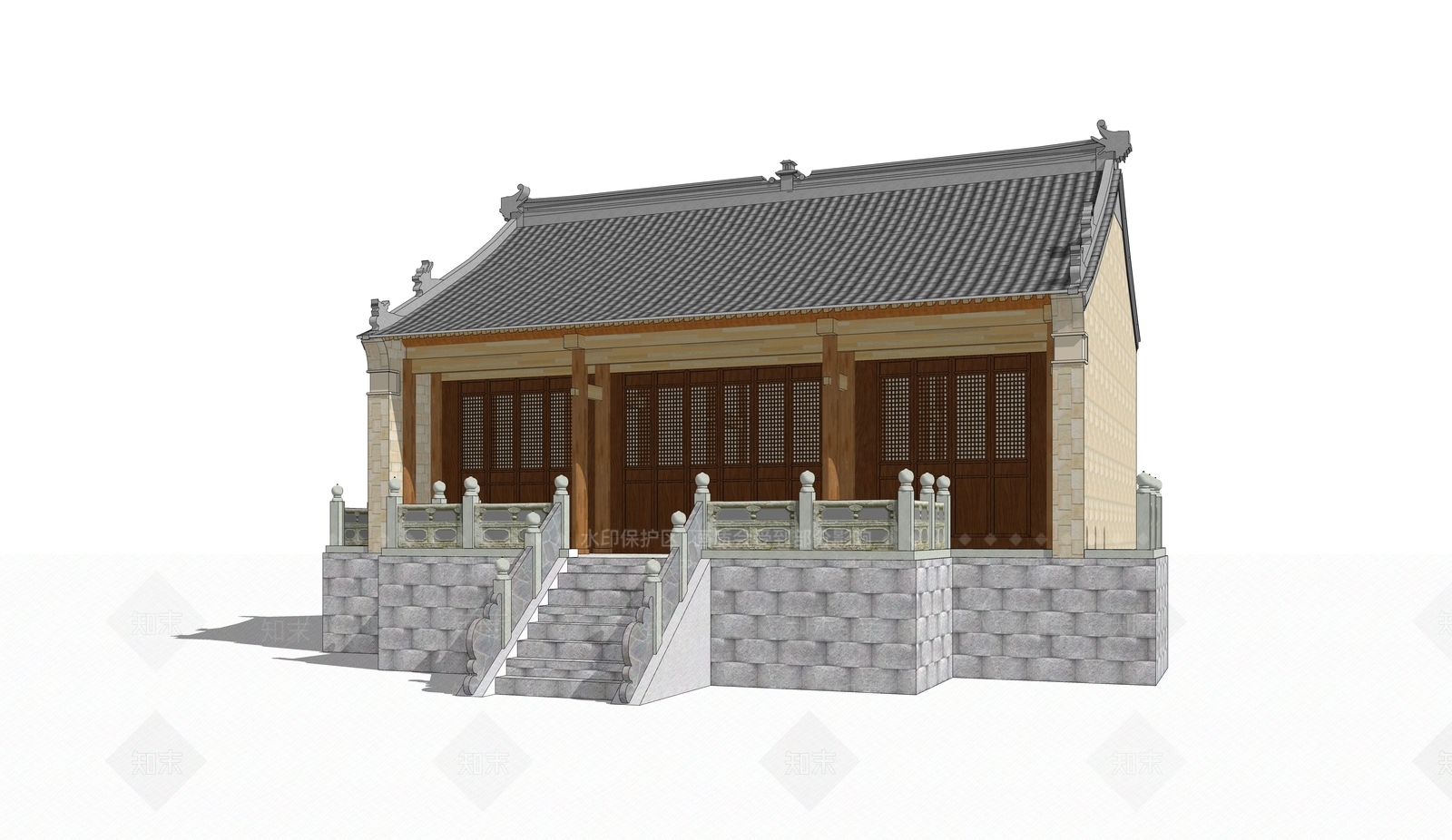 中式古建筑SU模型下载【ID:1184556611】