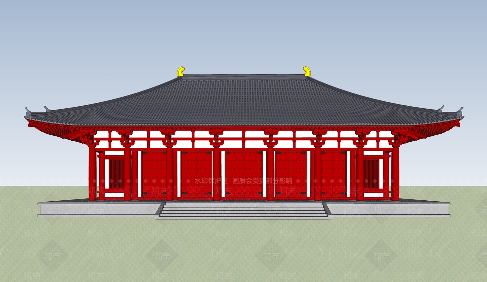 中式古建筑SU模型下载【ID:1184556801】
