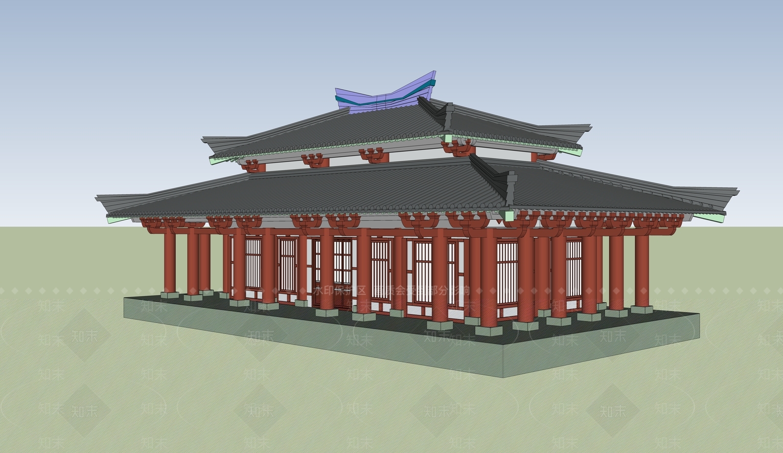 中式古建筑SU模型下载【ID:1184556971】