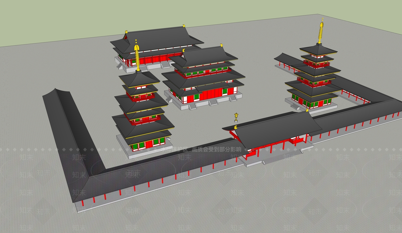 中式古建筑SU模型下载【ID:1184557083】
