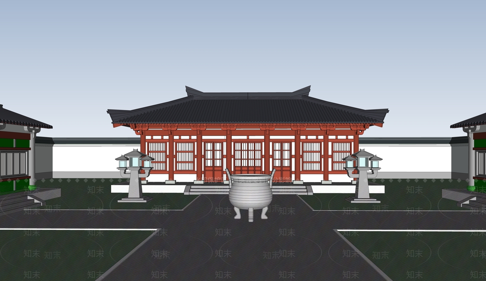 中式古建筑SU模型下载【ID:1184557245】